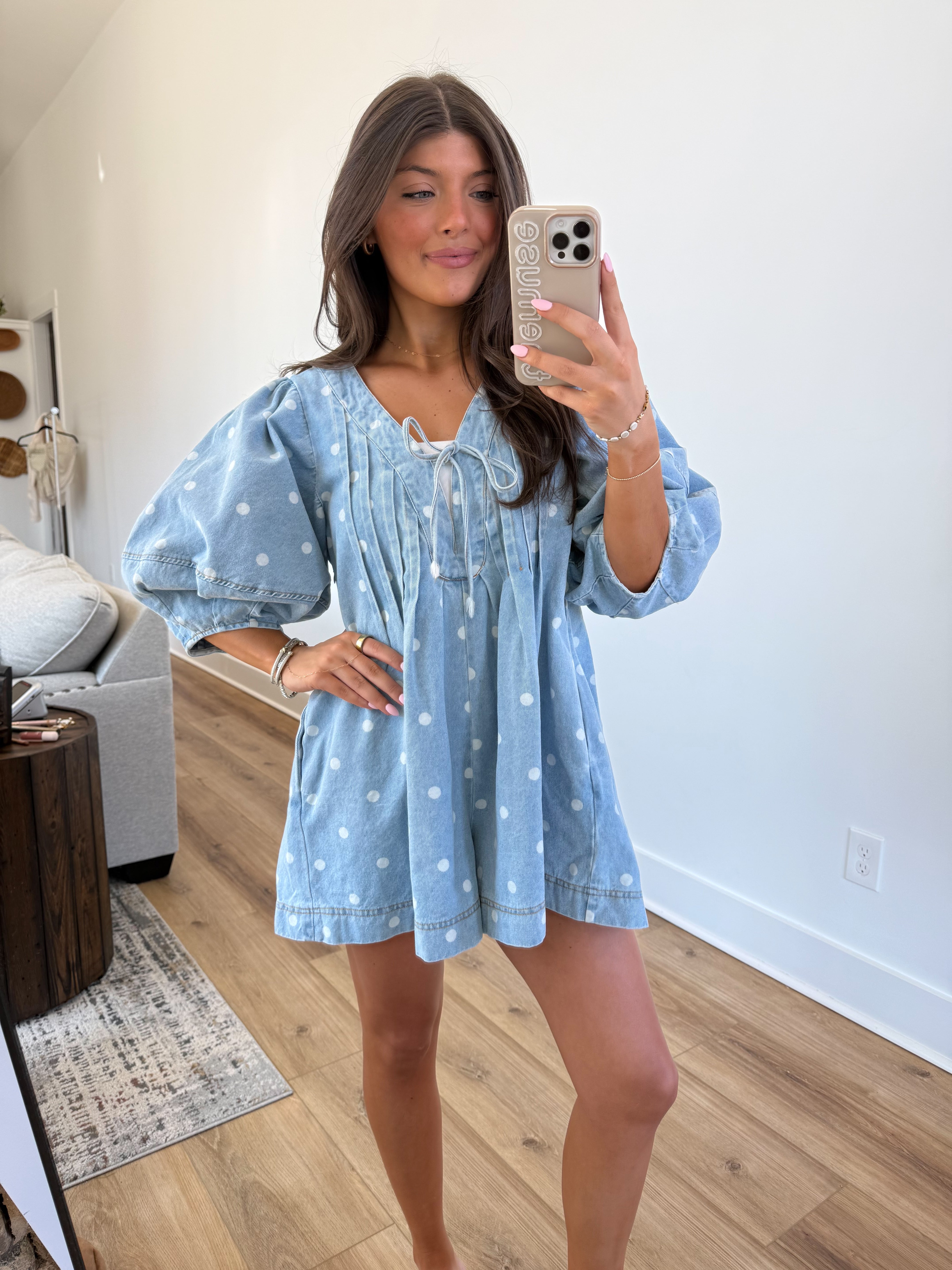 The Bluebell Dot Romper