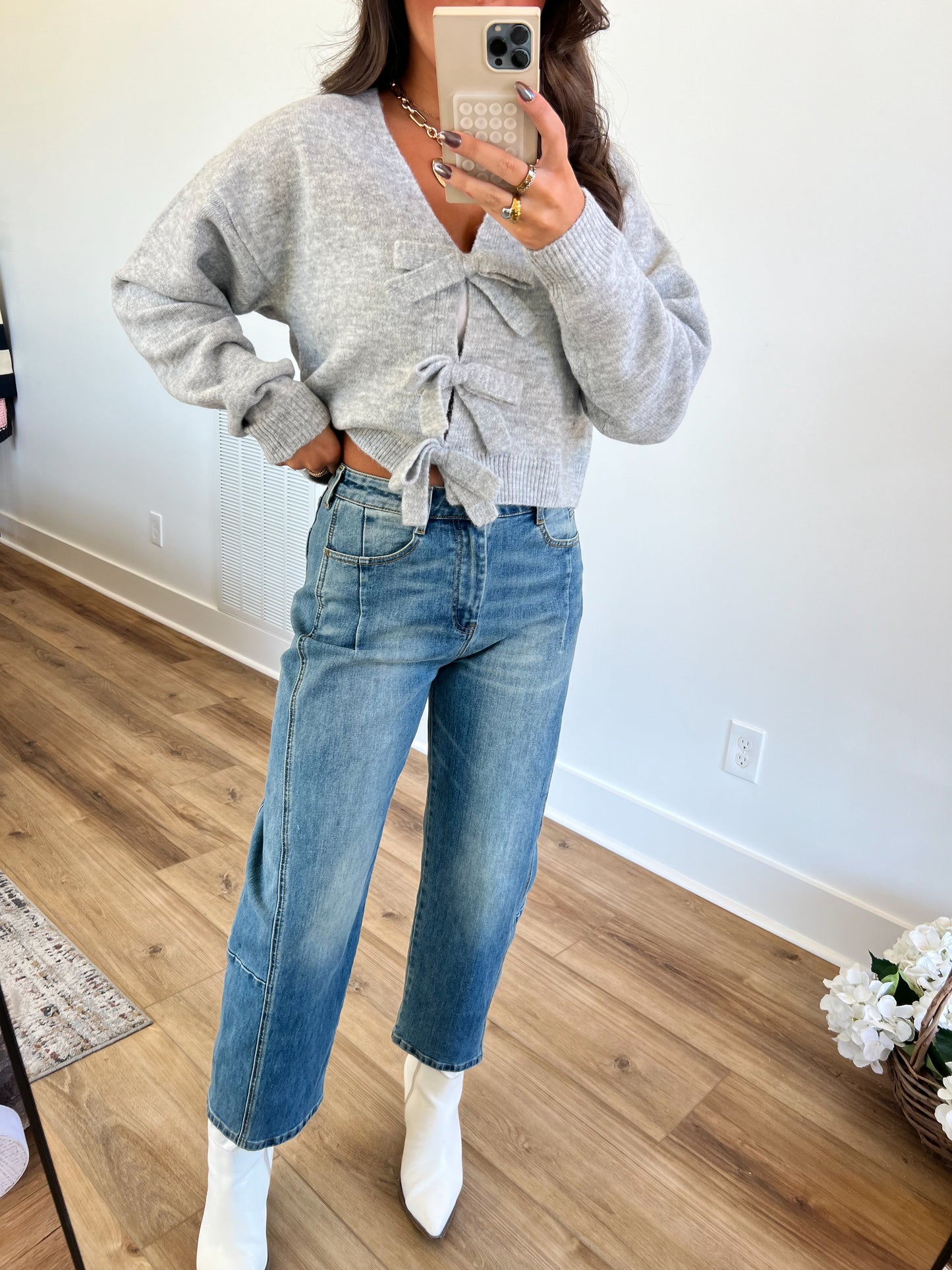 Brynn Bow Sweater (Grey)