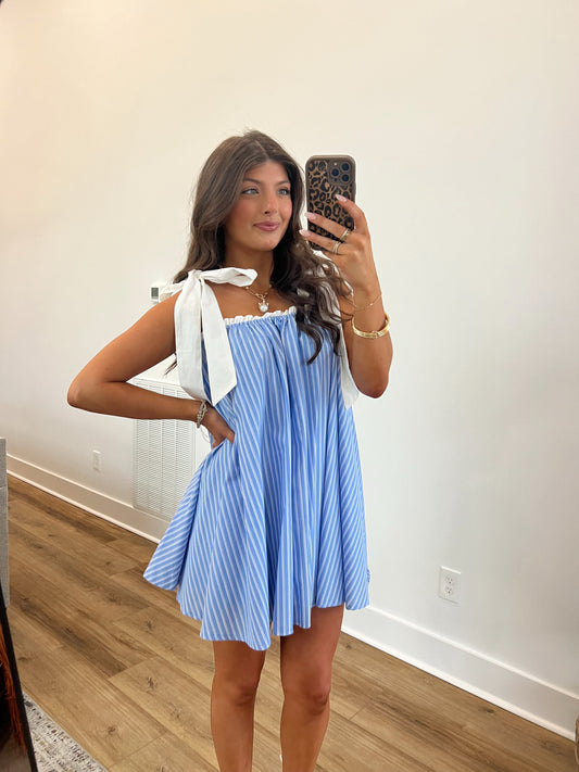 Blue Babydoll Mini Dress