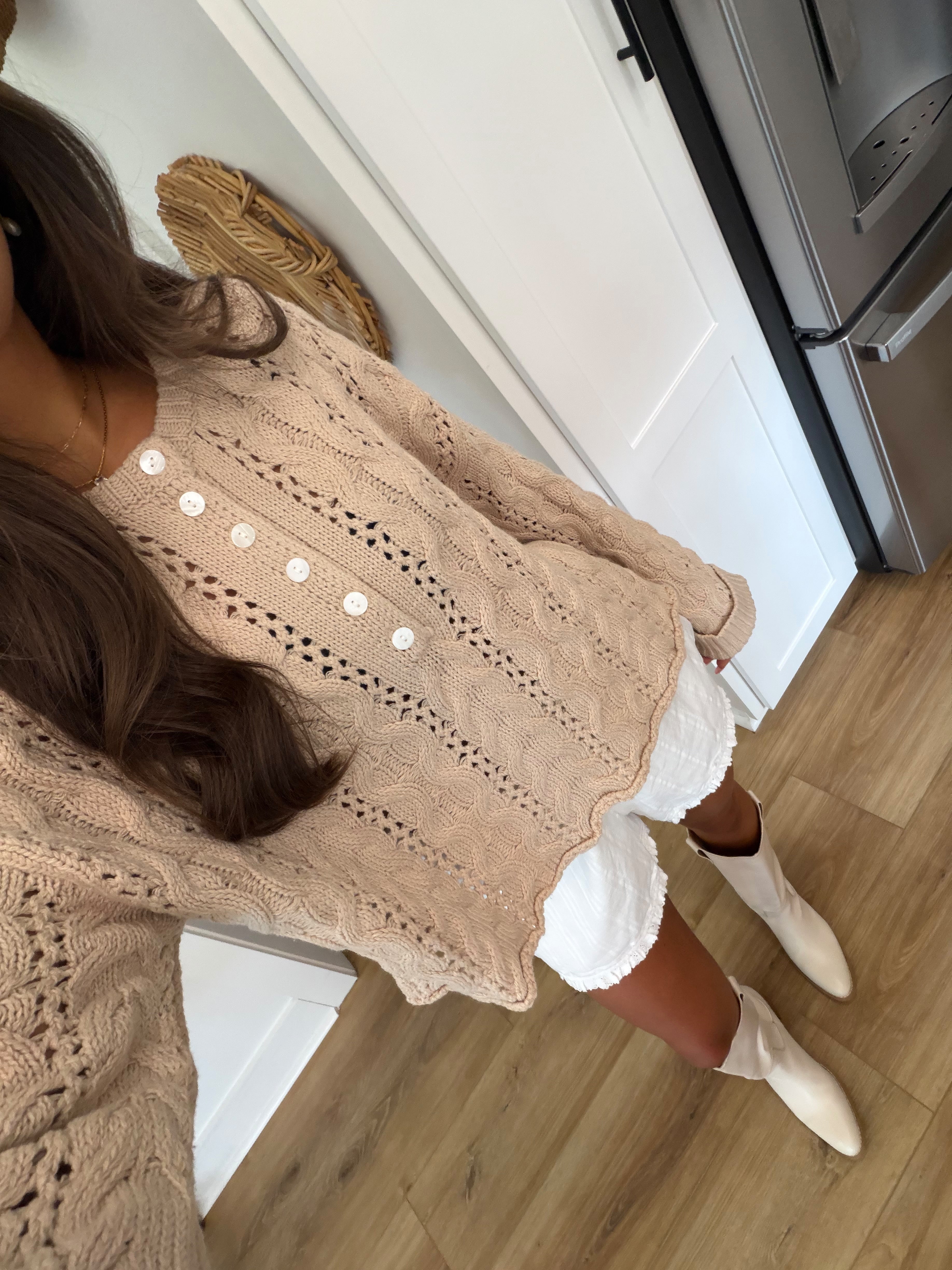 Taupe Cable Knit Sweater