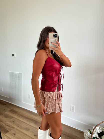 Red Self Tie Cami