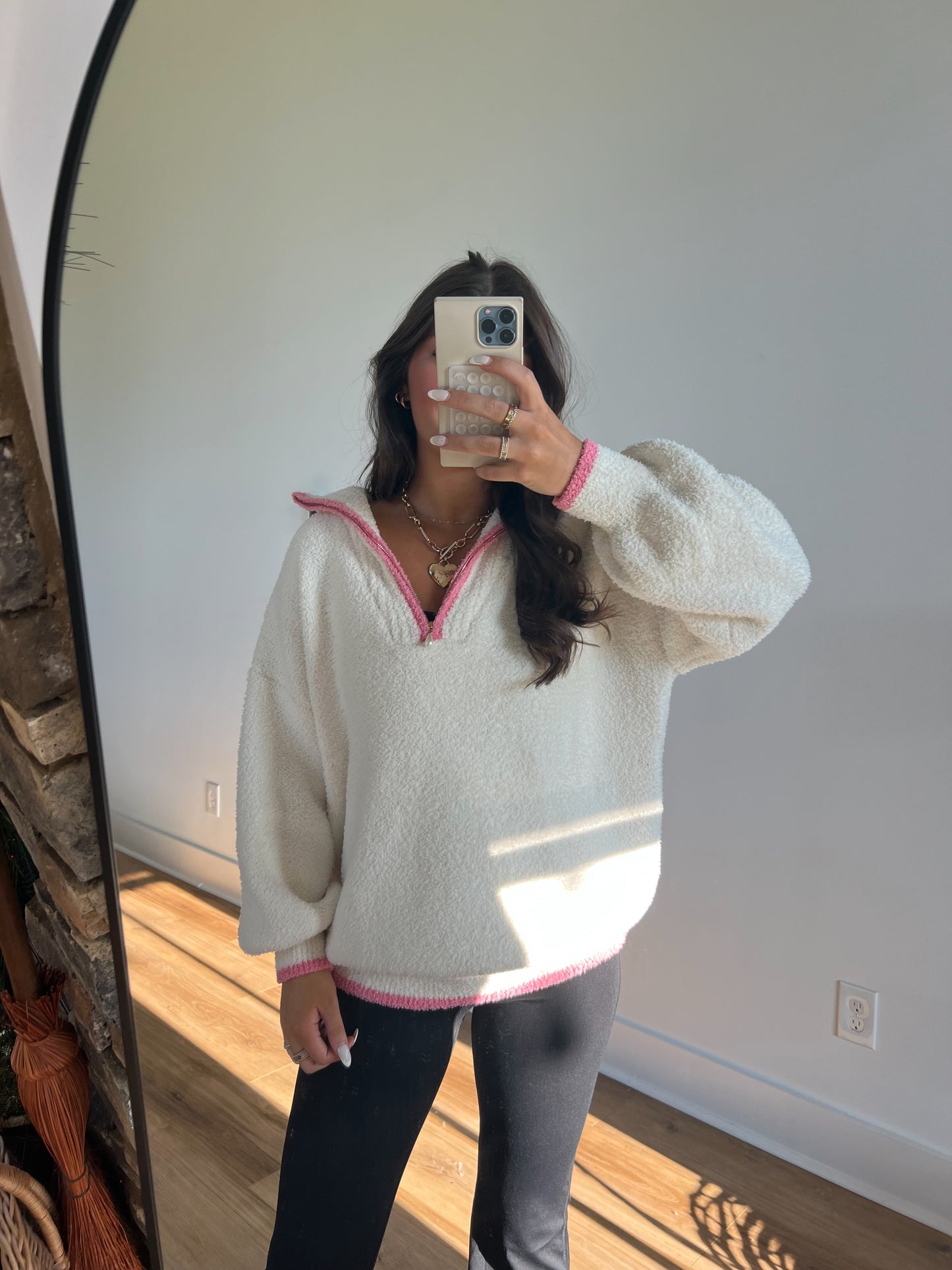 Snow Angel Sweater (White/Pink)