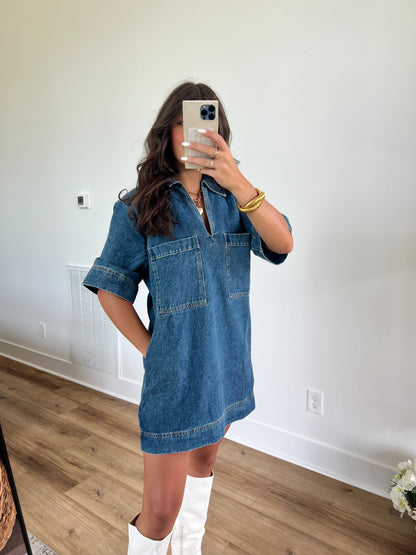 Denim Pocket Dress (Restock)