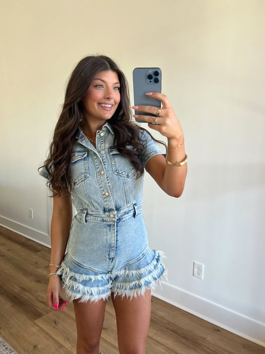 Denim Ruffles Romper