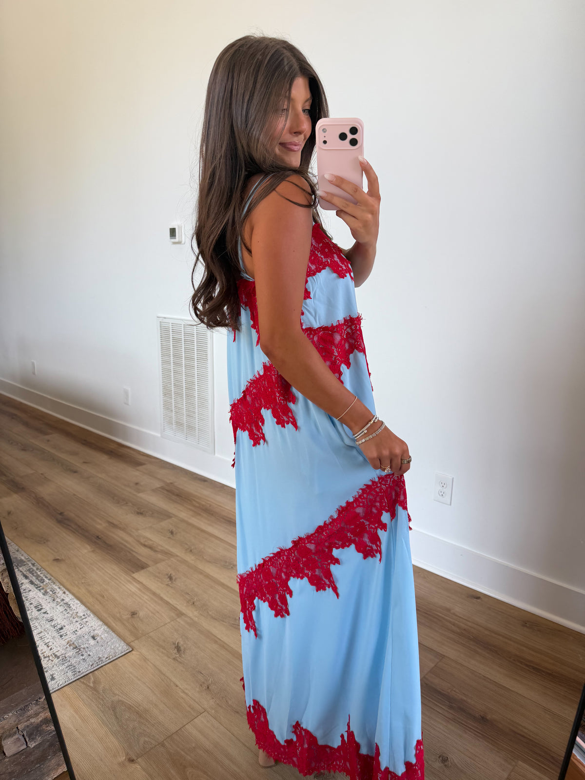 Veronica Lace Maxi (Baby Blue/Red)