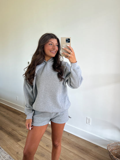 Grey Fleece Shorts Set