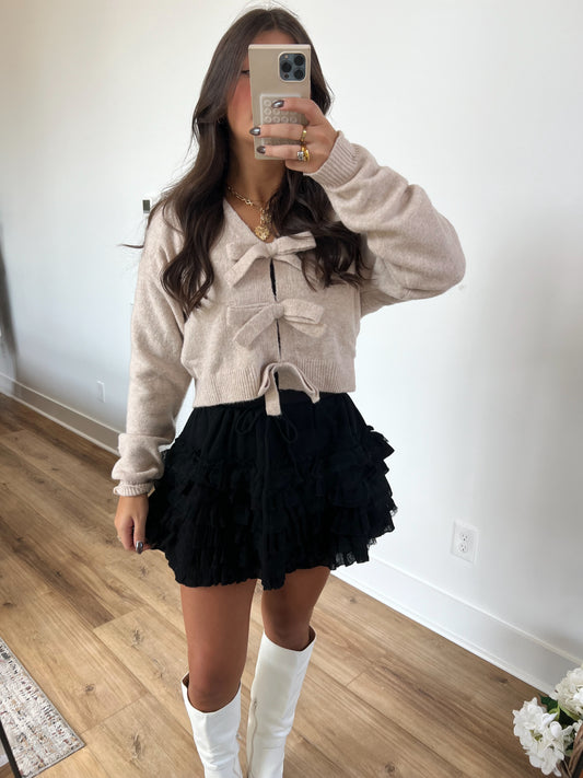 Black Ruffle Tiered Mini Skirt