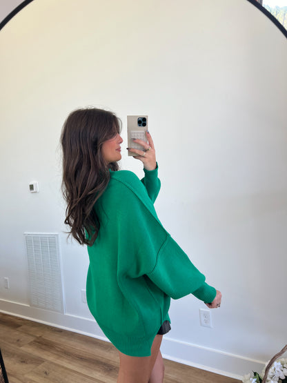 Kelly Green Essential Oversized Cozy Knit Sweater