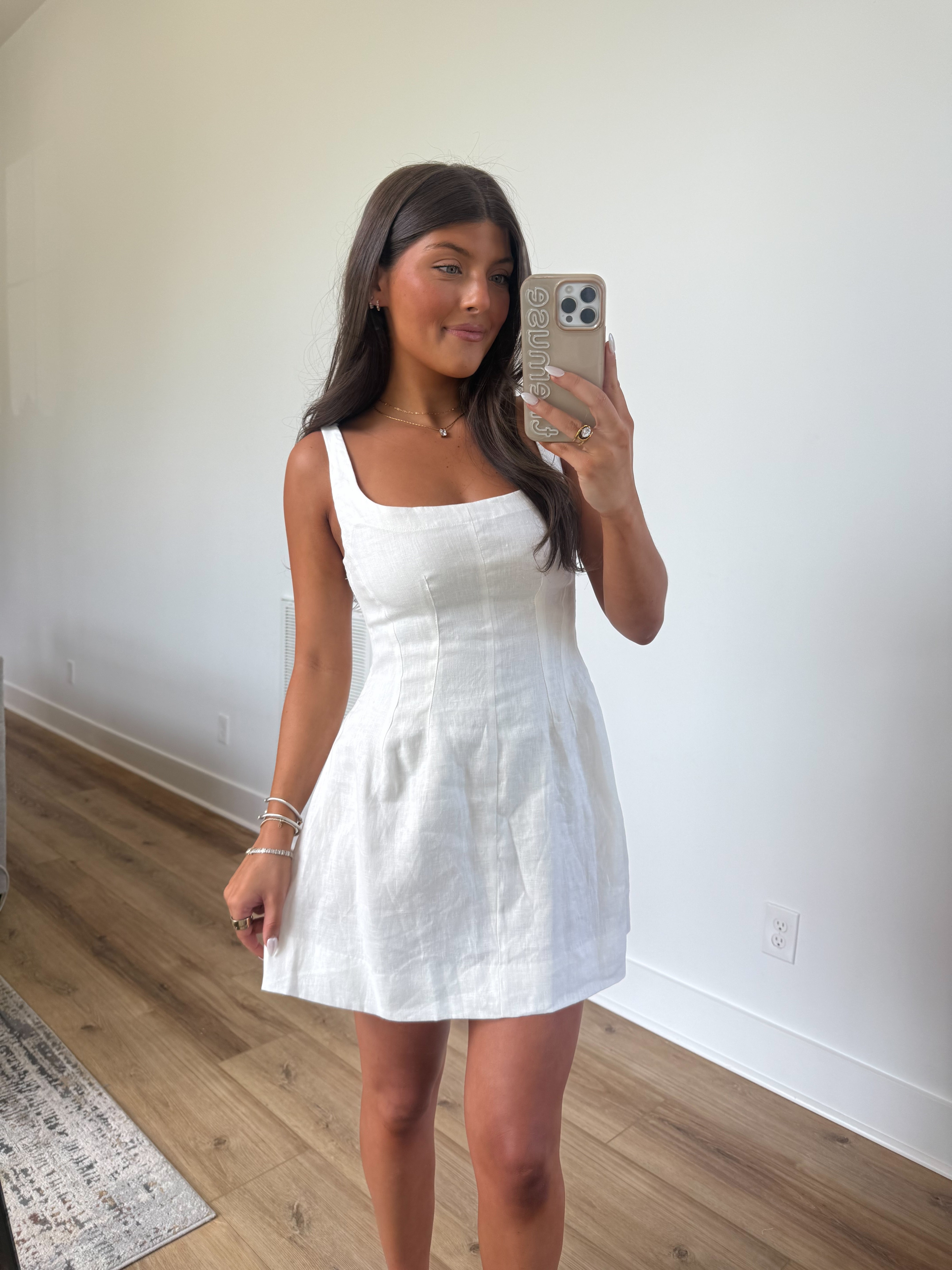 Linen Square Neck Mini