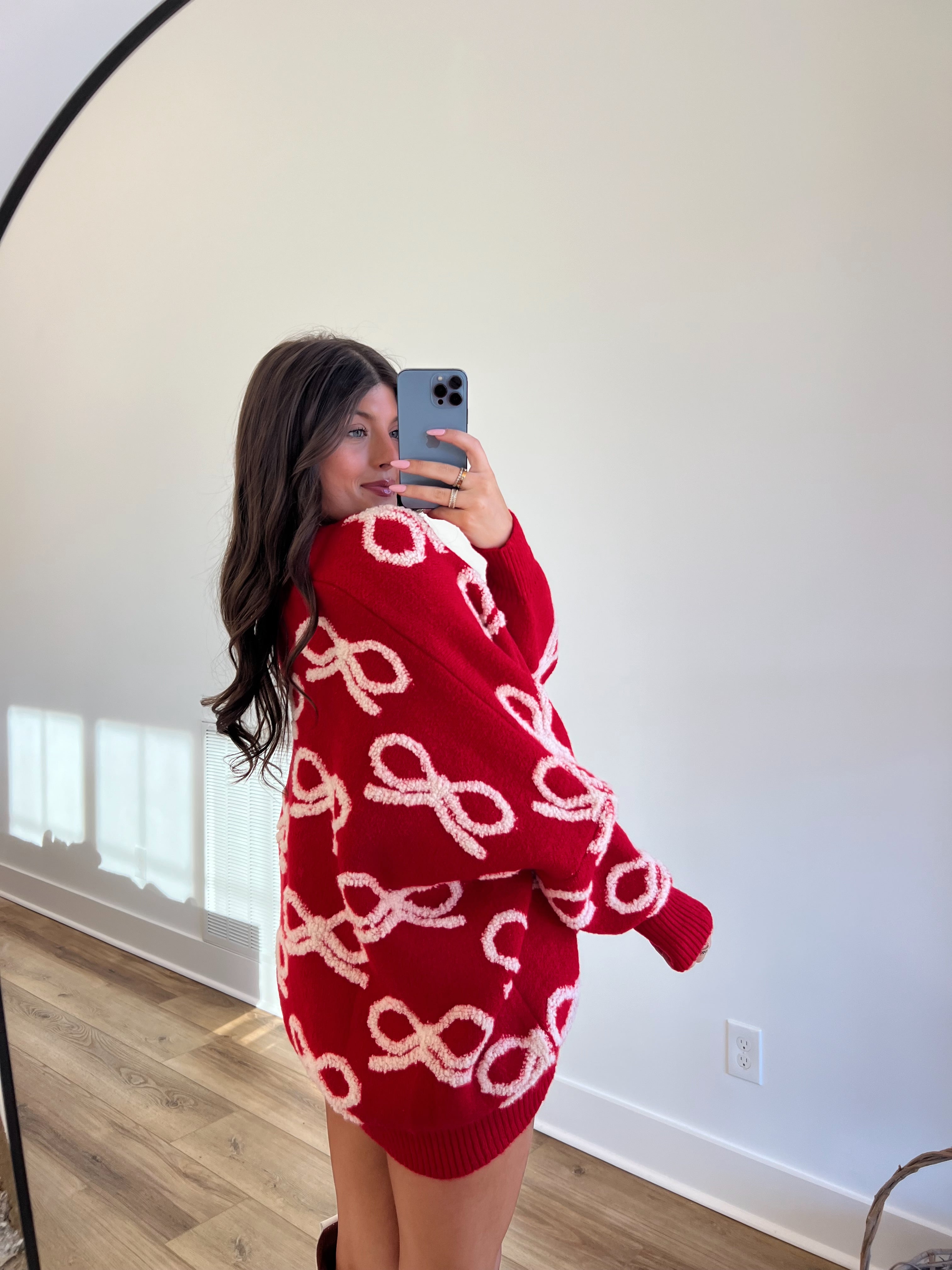 Red Bow Cardigan Sweater