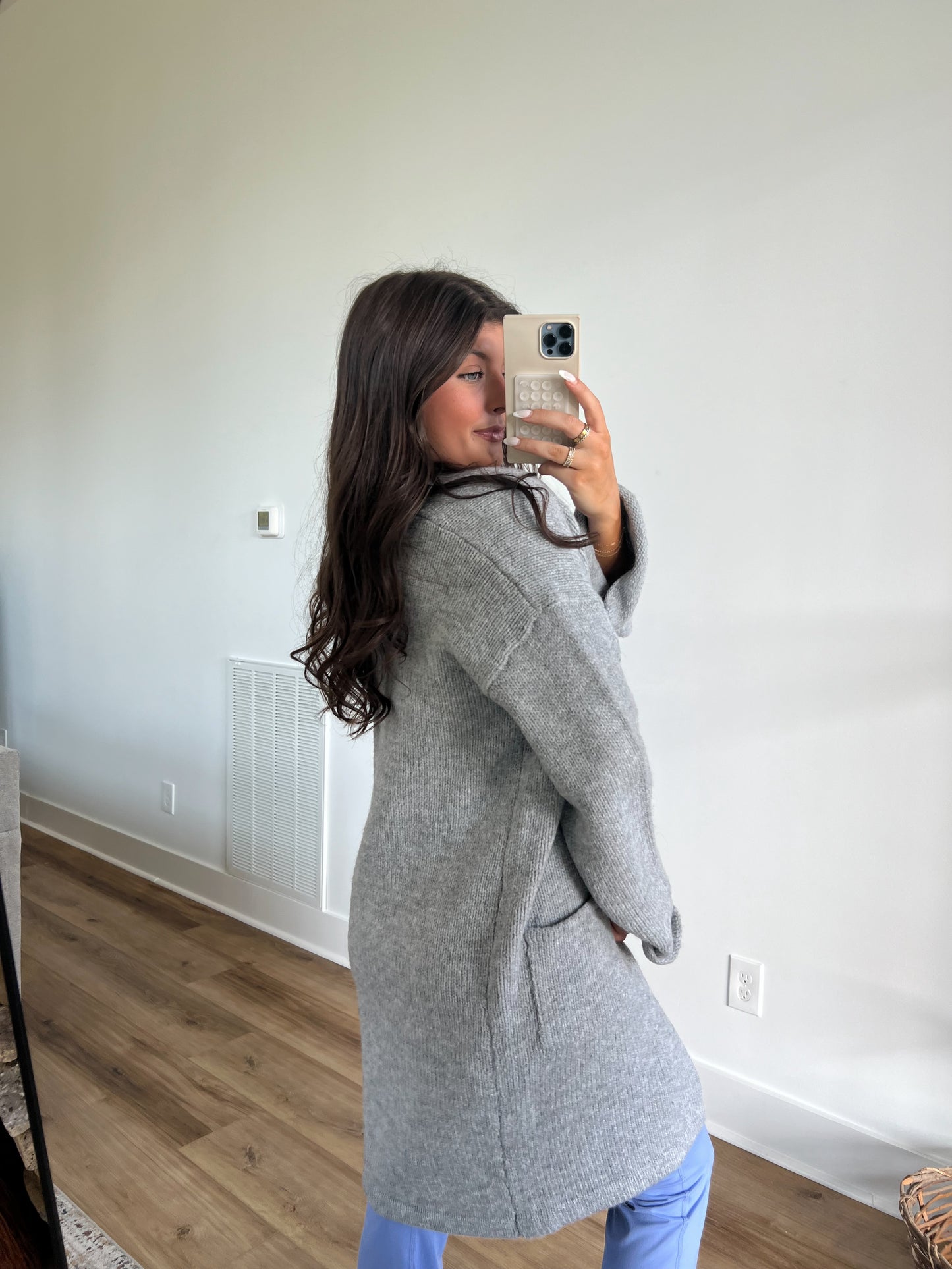 Grey Rolled Edge Cardigan