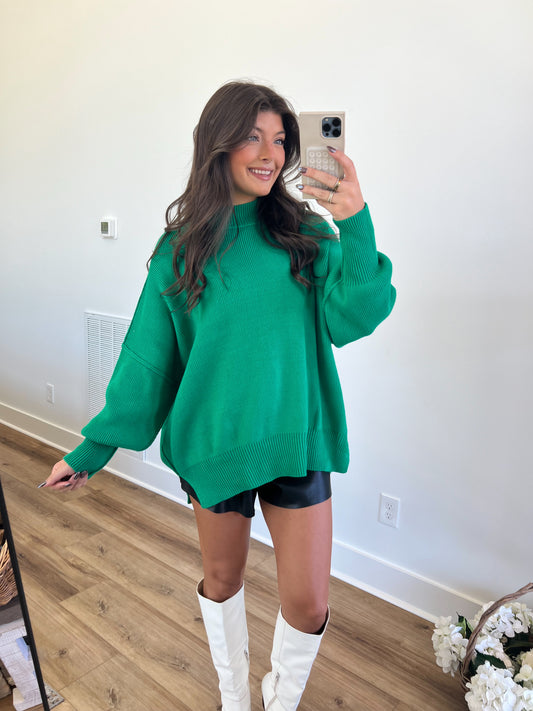 Kelly Green Essential Oversized Cozy Knit Sweater