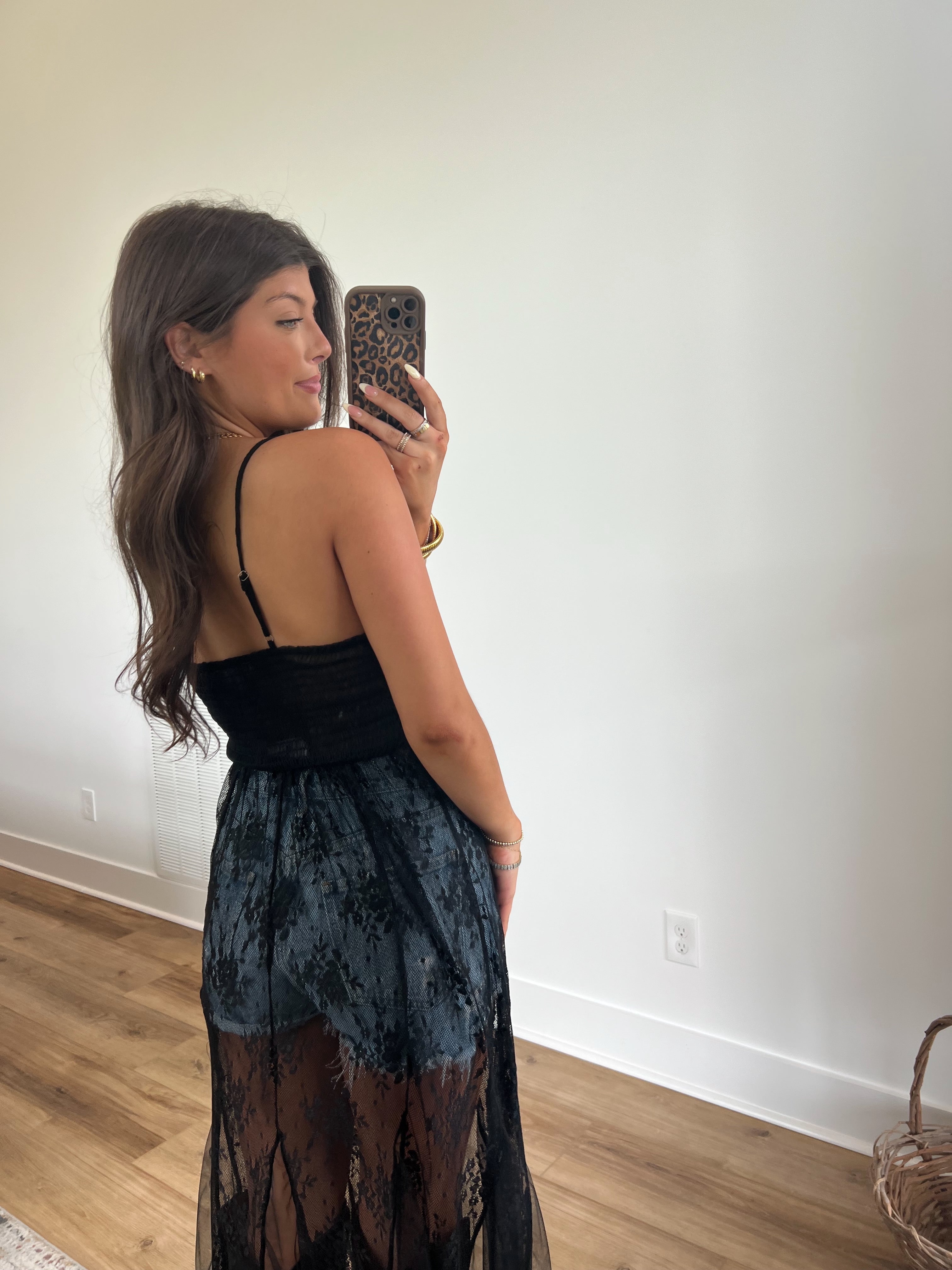 Sheer Lace Layering Top (Black)