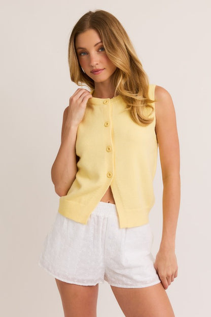 Sunshine Yellow Button Top