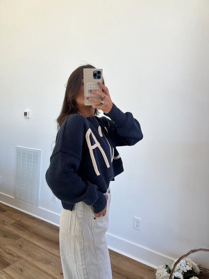 USA Slouchy Cropped Sweater