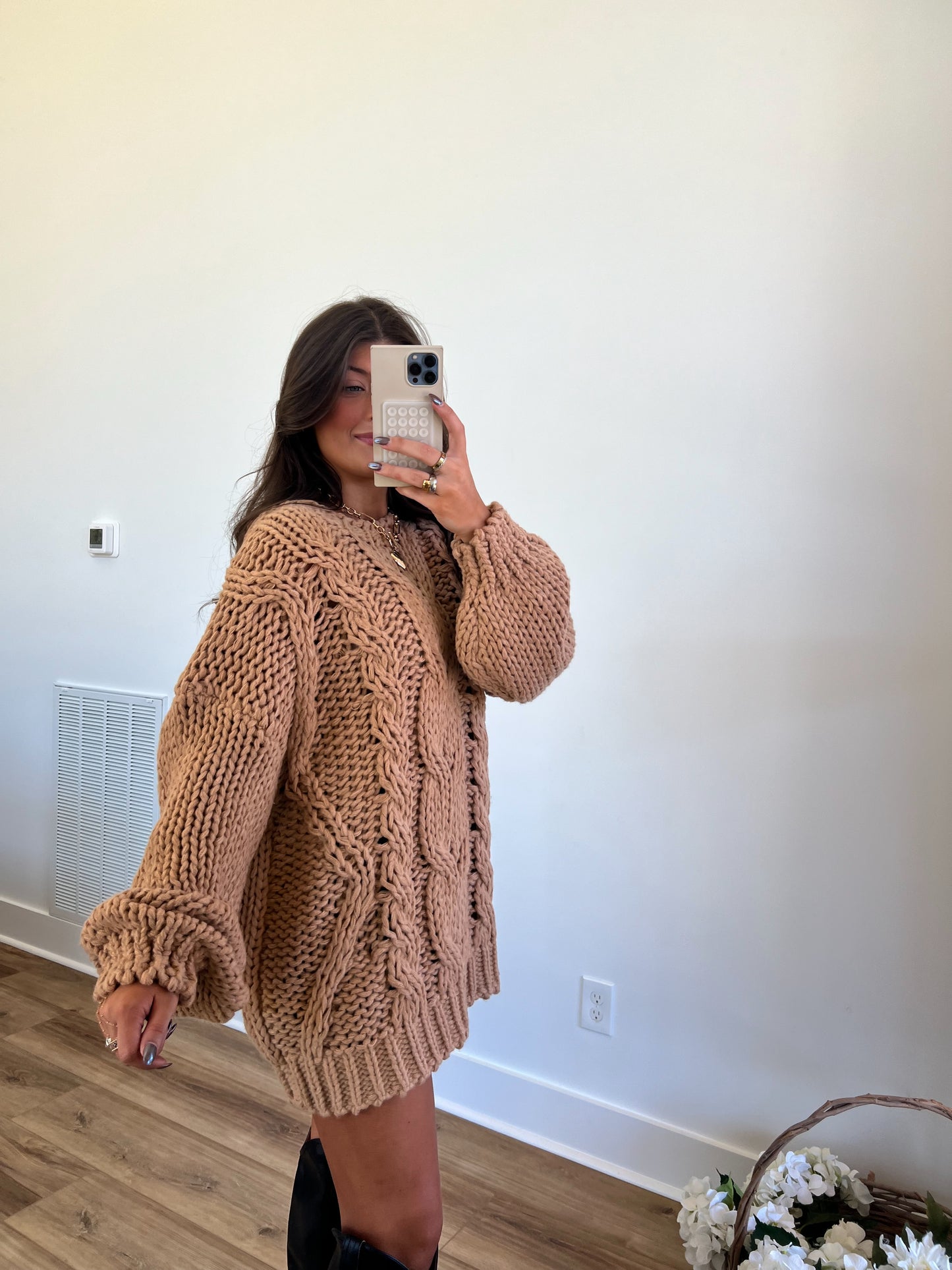 Chunky Tan Knit Dress/Top