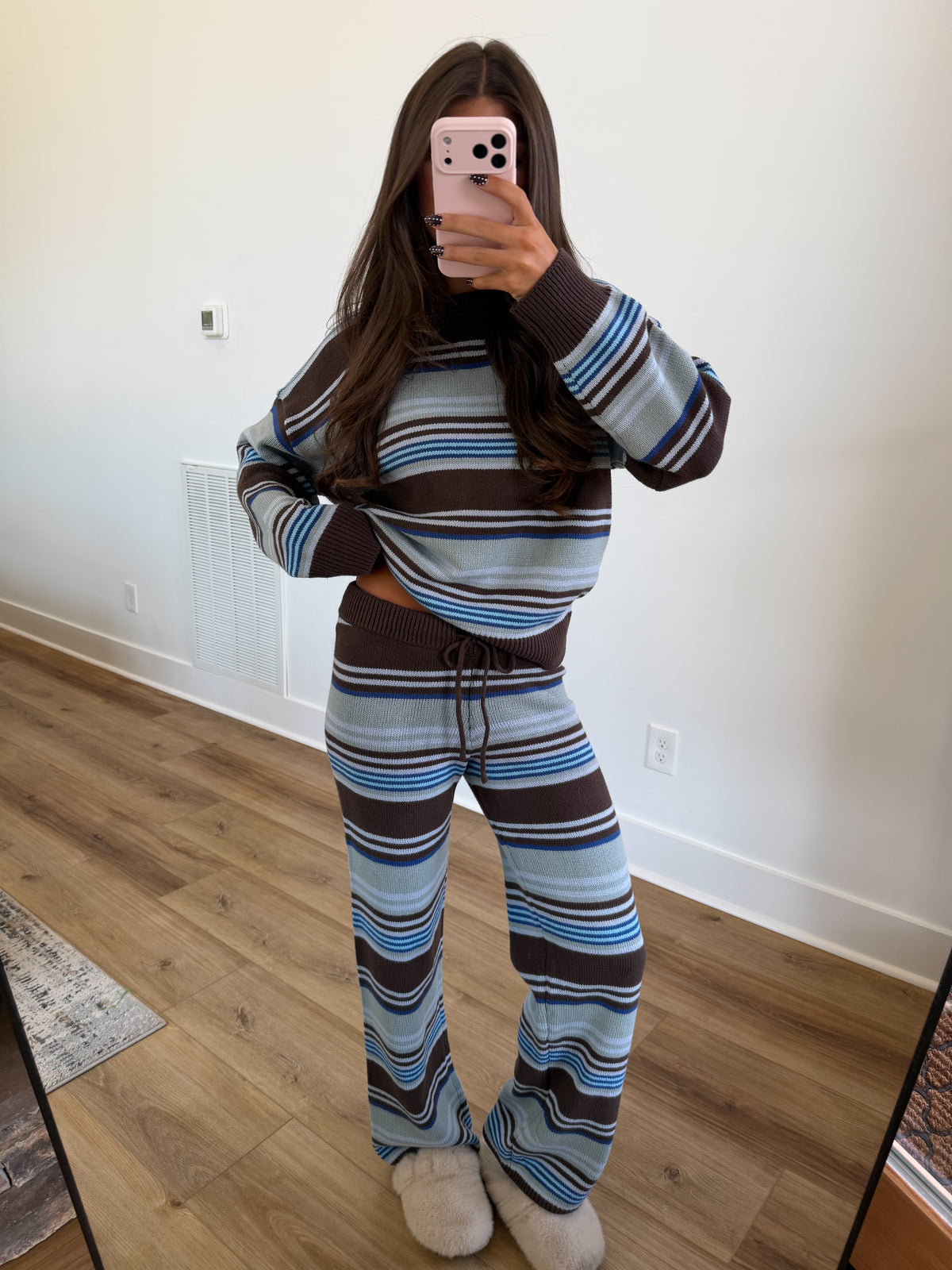 Mixed Stripe Knit Set (Brown Multi)