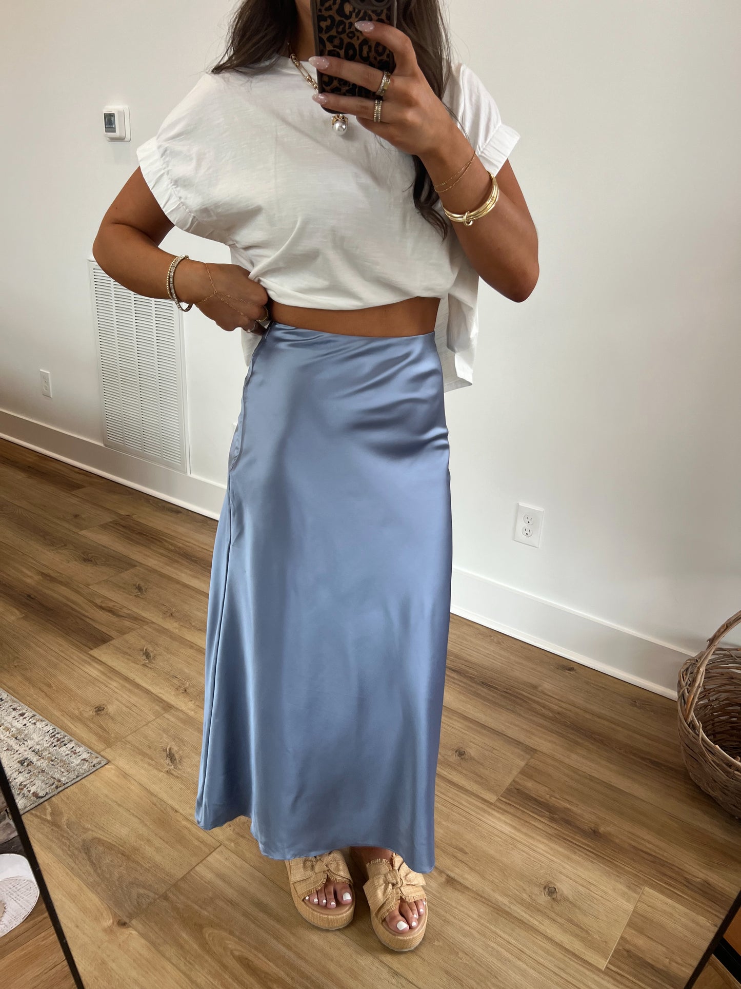 Sky Blue Silk Skirt