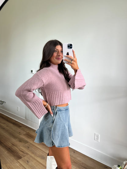 Lavender Khloe Mock Neck Sweater