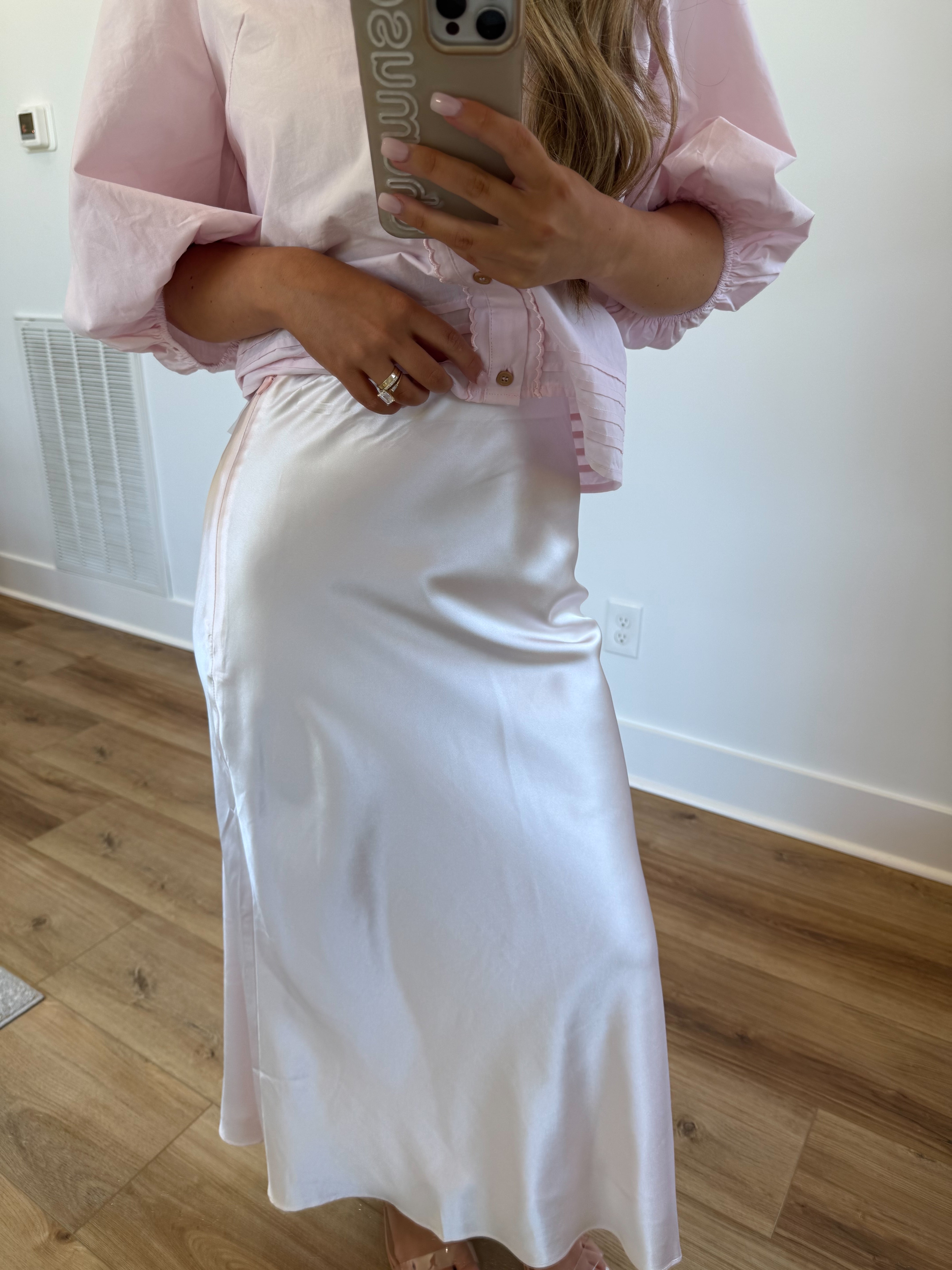 Blush Pink Satin Skirt
