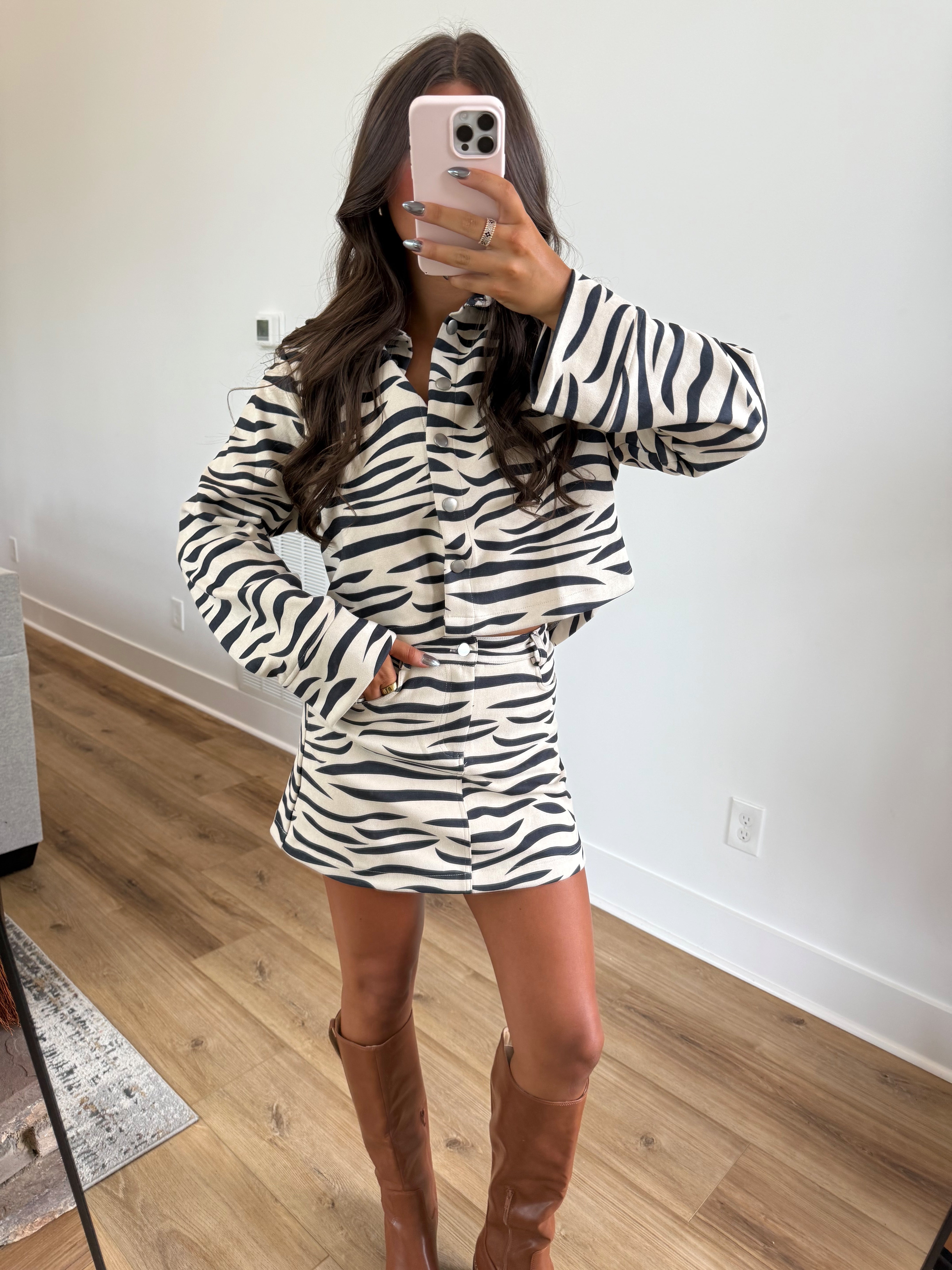 Navy Zebra Suede Set