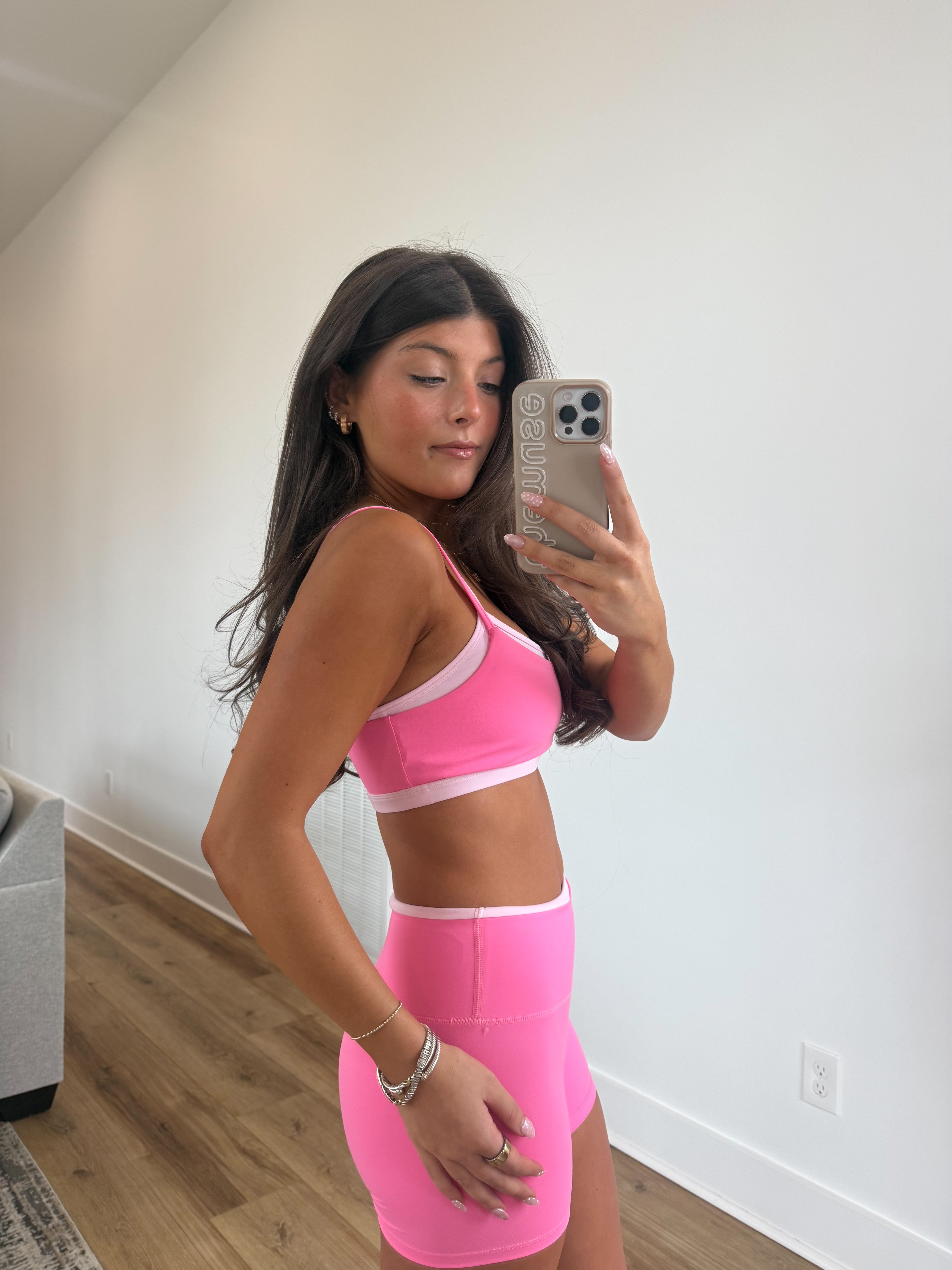 Layered Sports Bra (Hot Pink)
