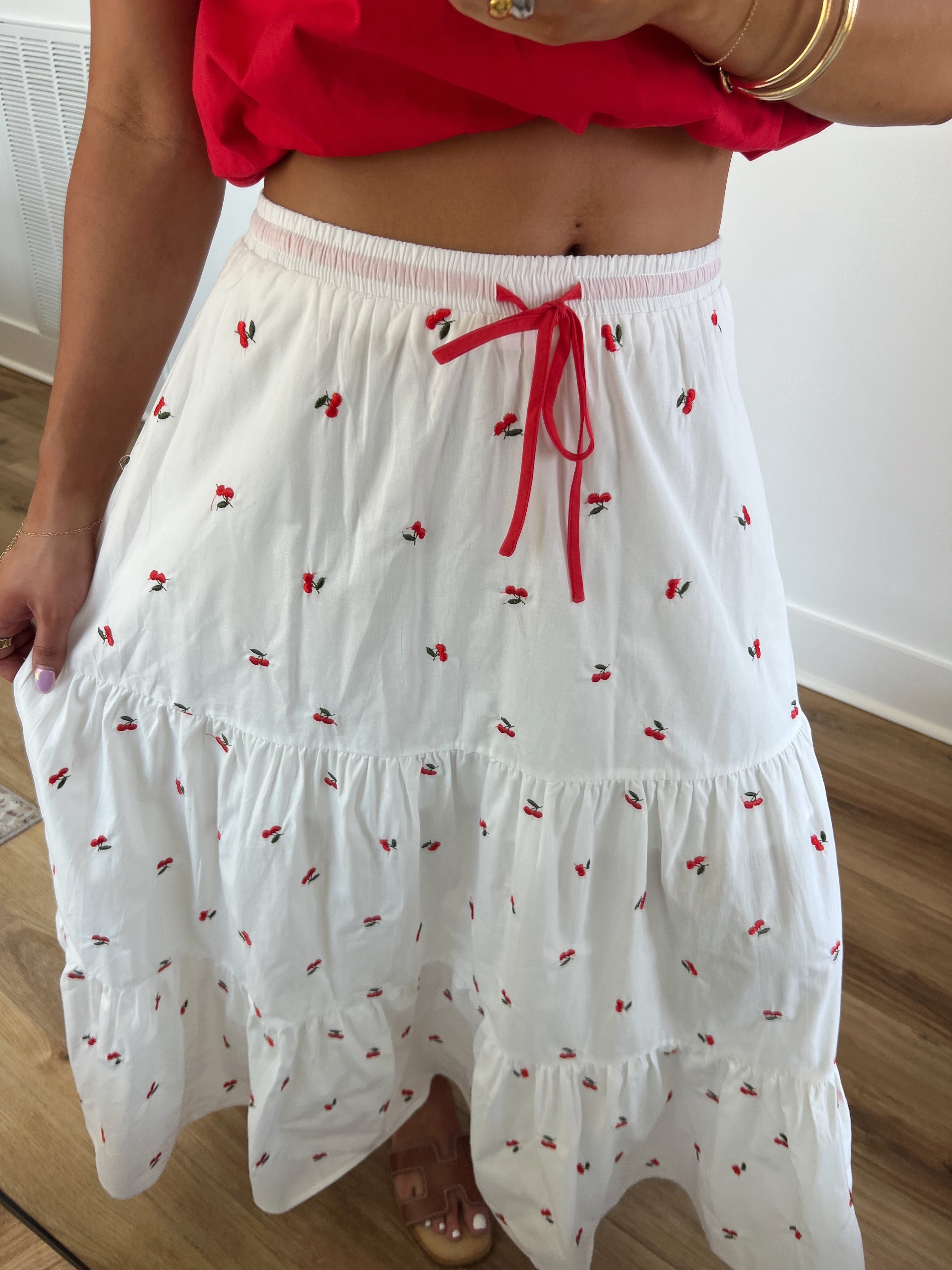 Cherry Twist Maxi Skirt
