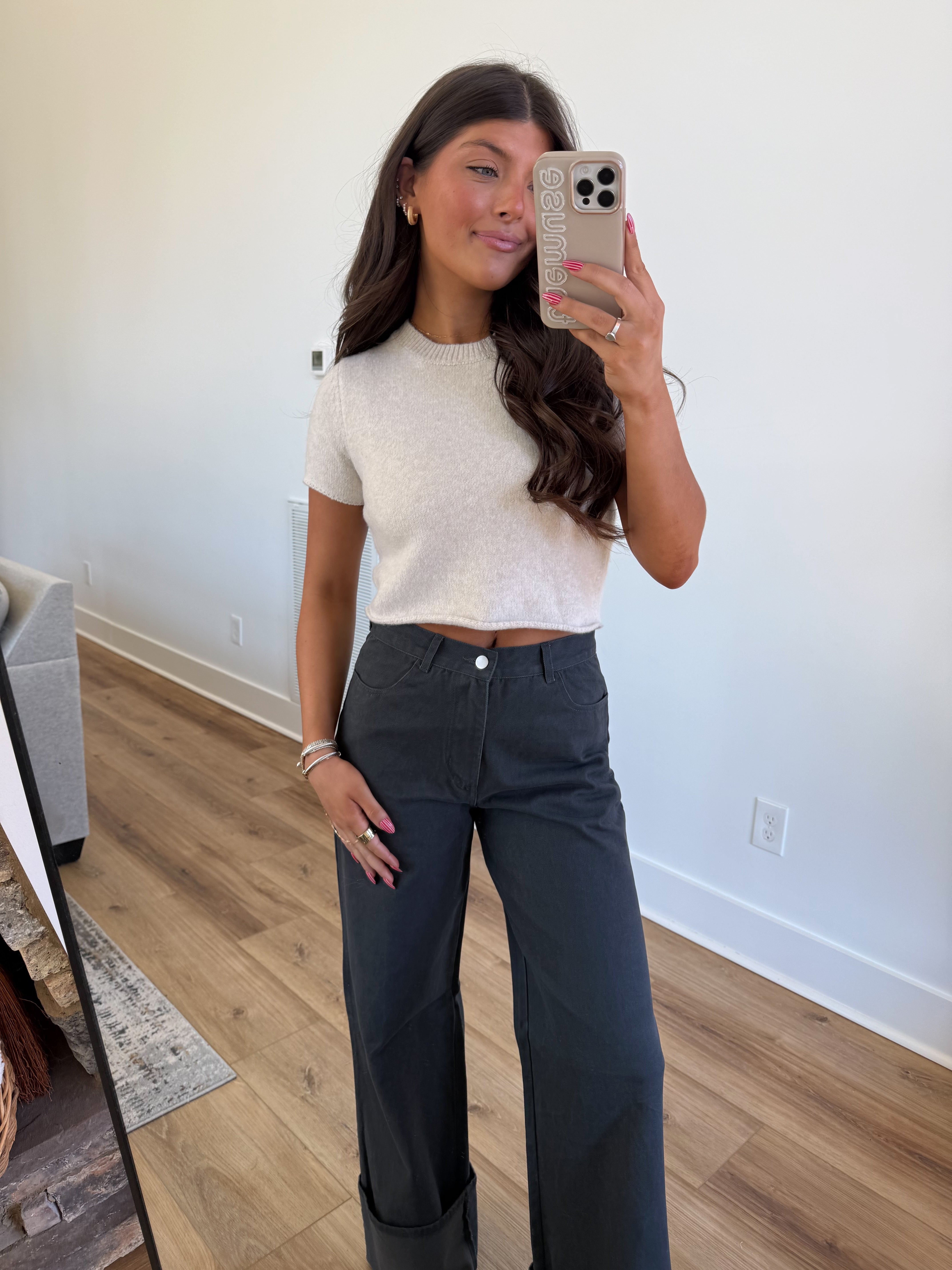 Cream Knit Crop
