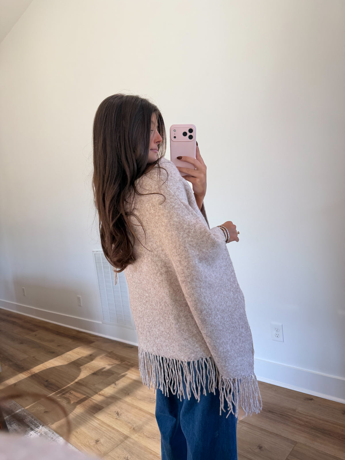 Reece Fringe Poncho (Oatmeal)
