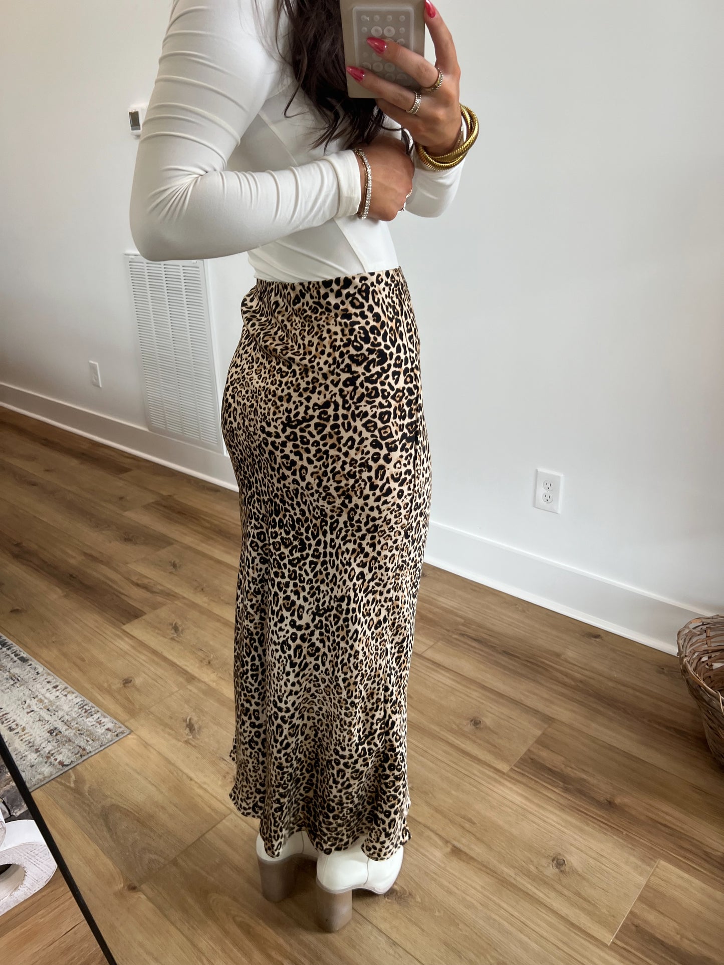 Cheetah Silk Maxi Skirt