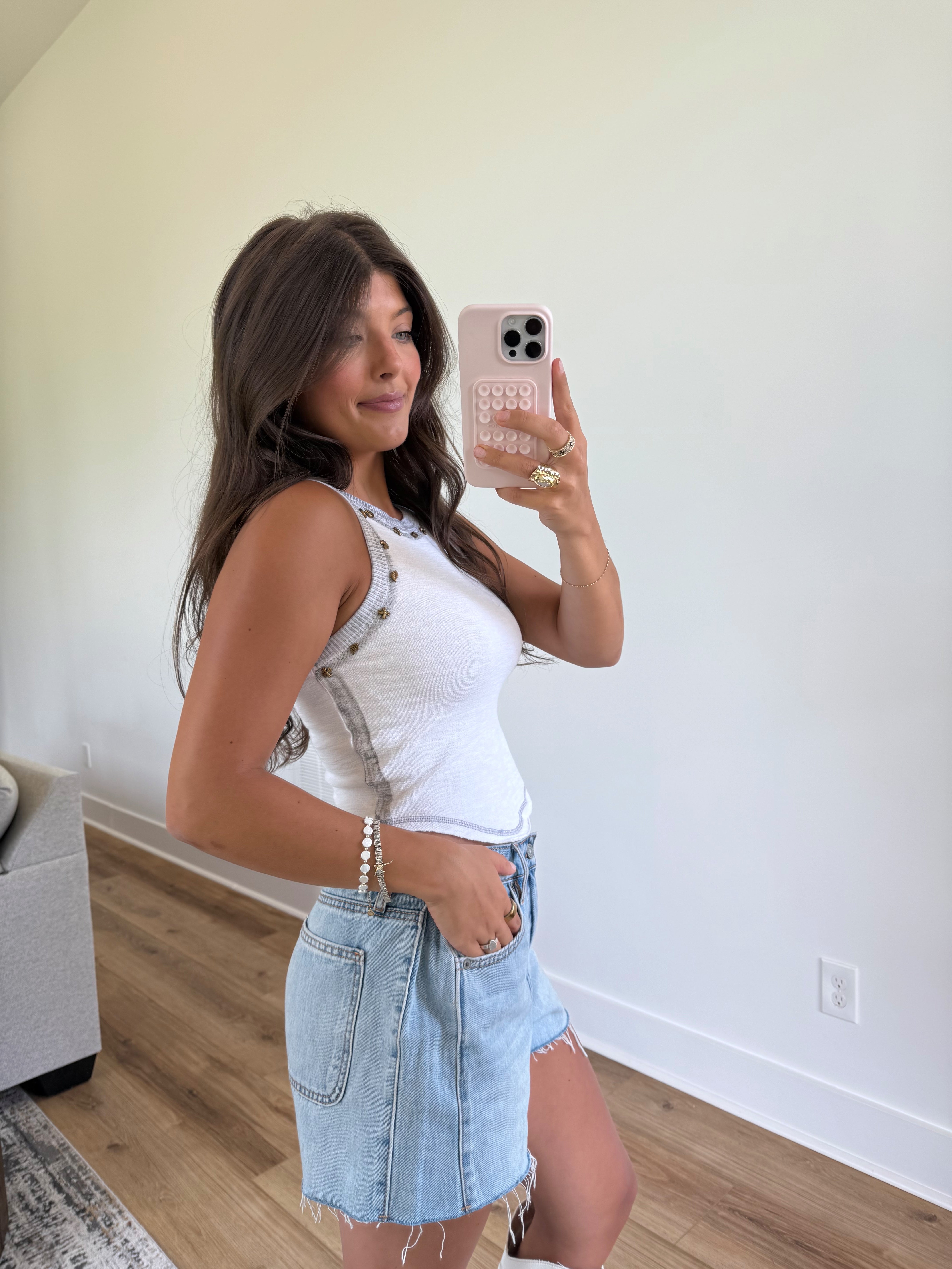 Studded White Tank