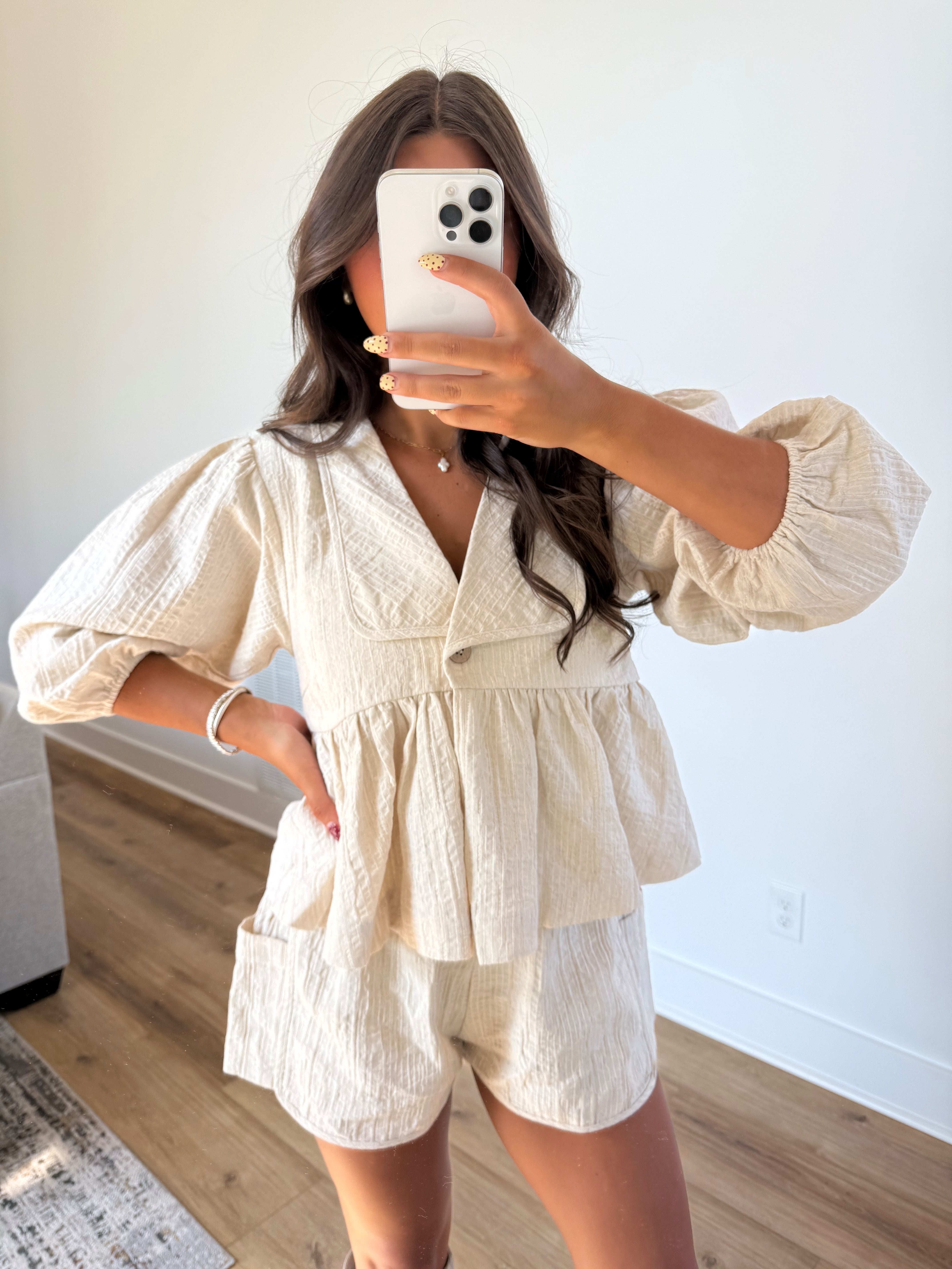 Cream Peplum Set