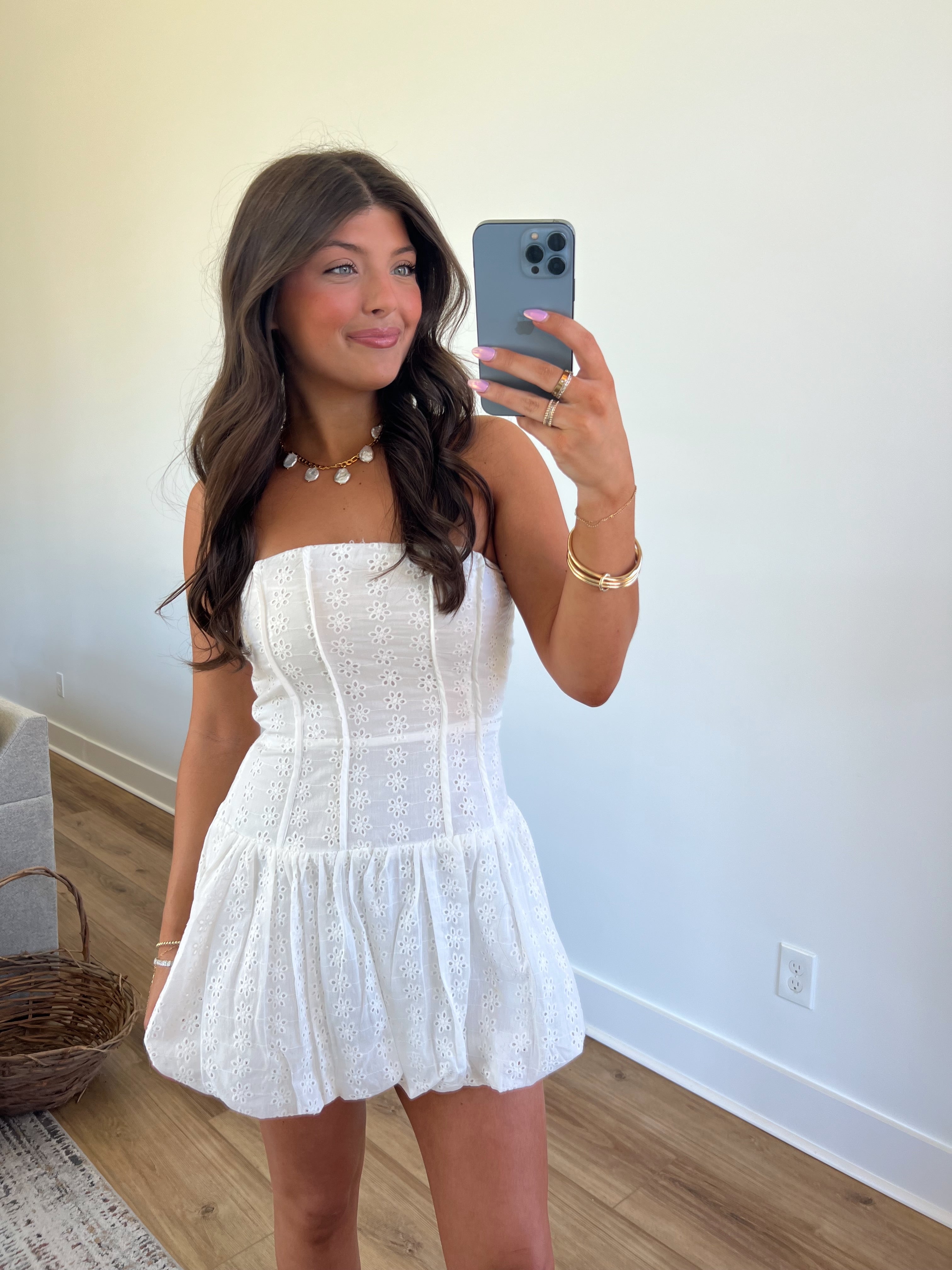 Classy Eyelet Mini Dress