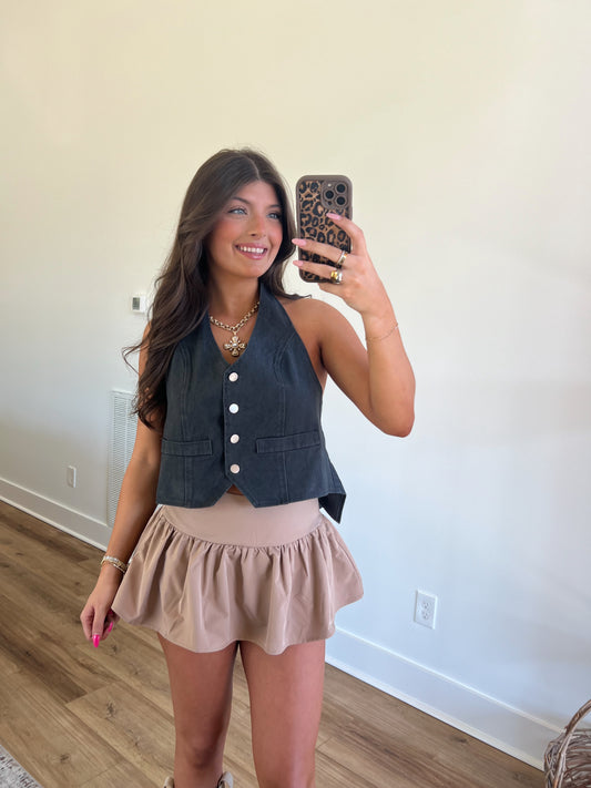 Vintage Blue Denim Halter Top