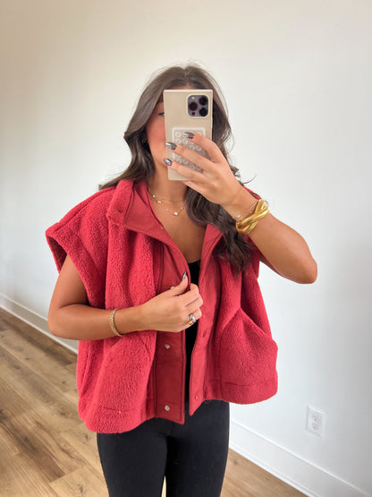 Red Cozy Soft Sweater Vest (PRE-ORDER/Restock)