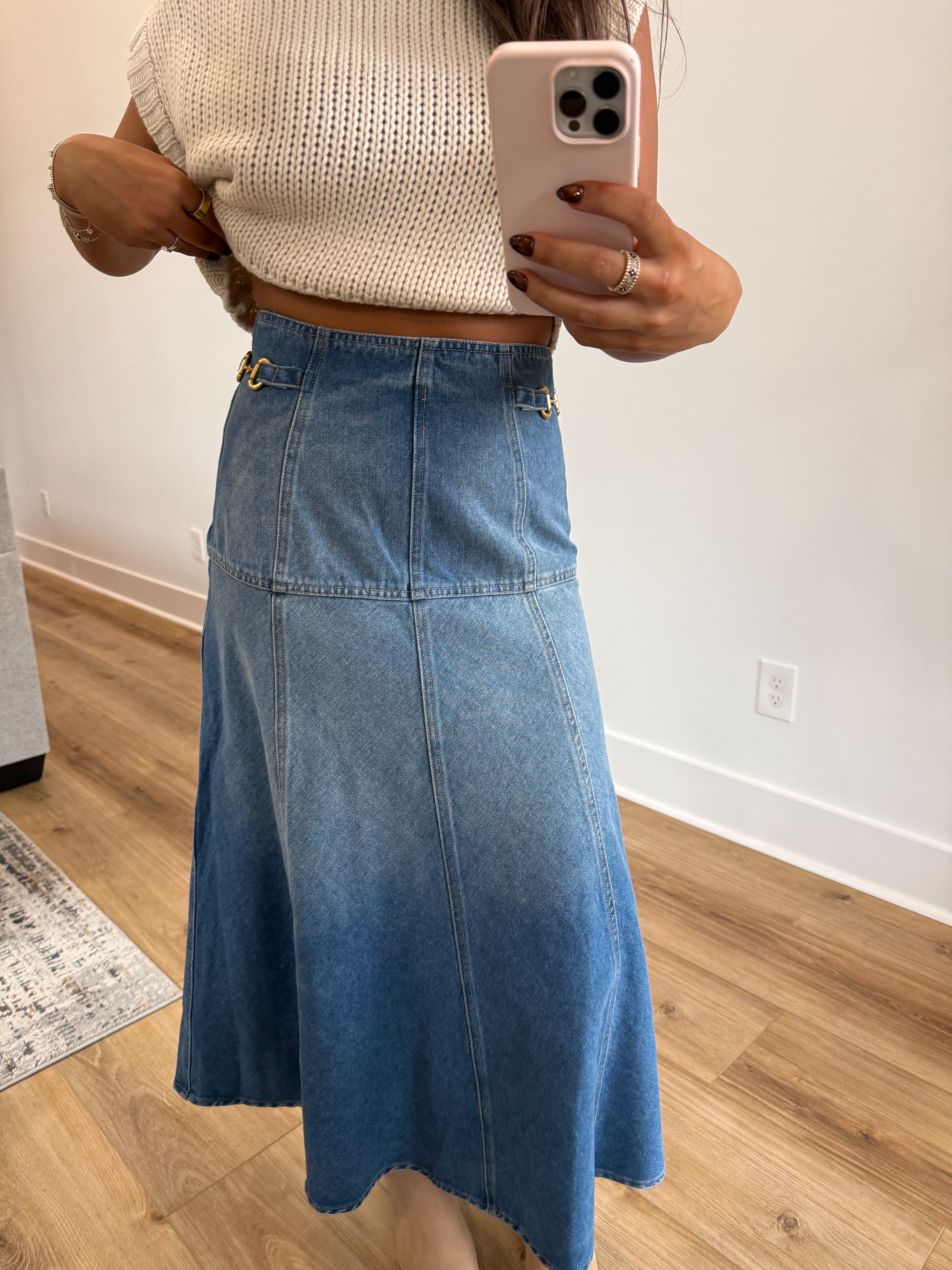 In The Details Denim Midi Skirt