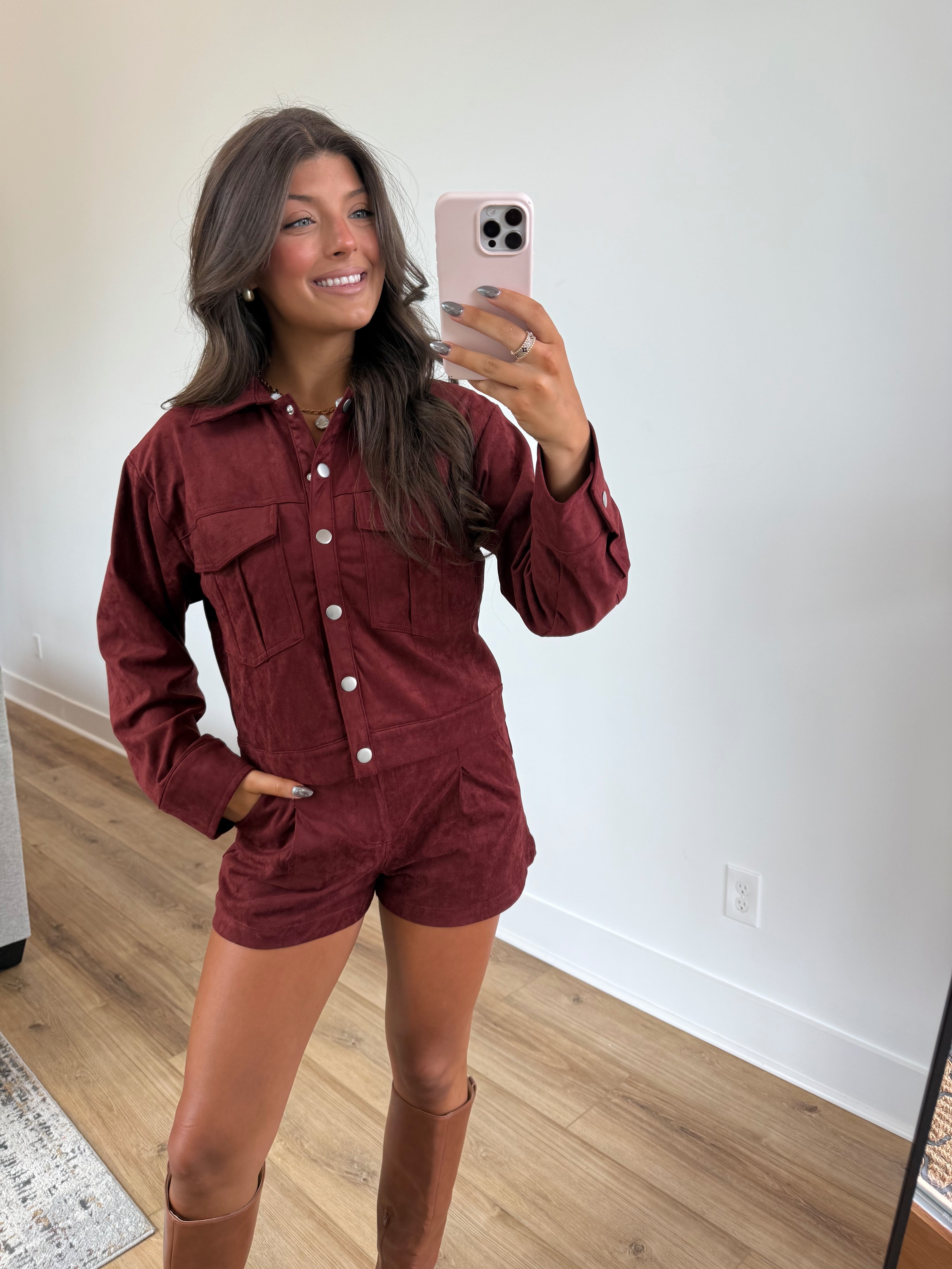 Burgundy Suede Set