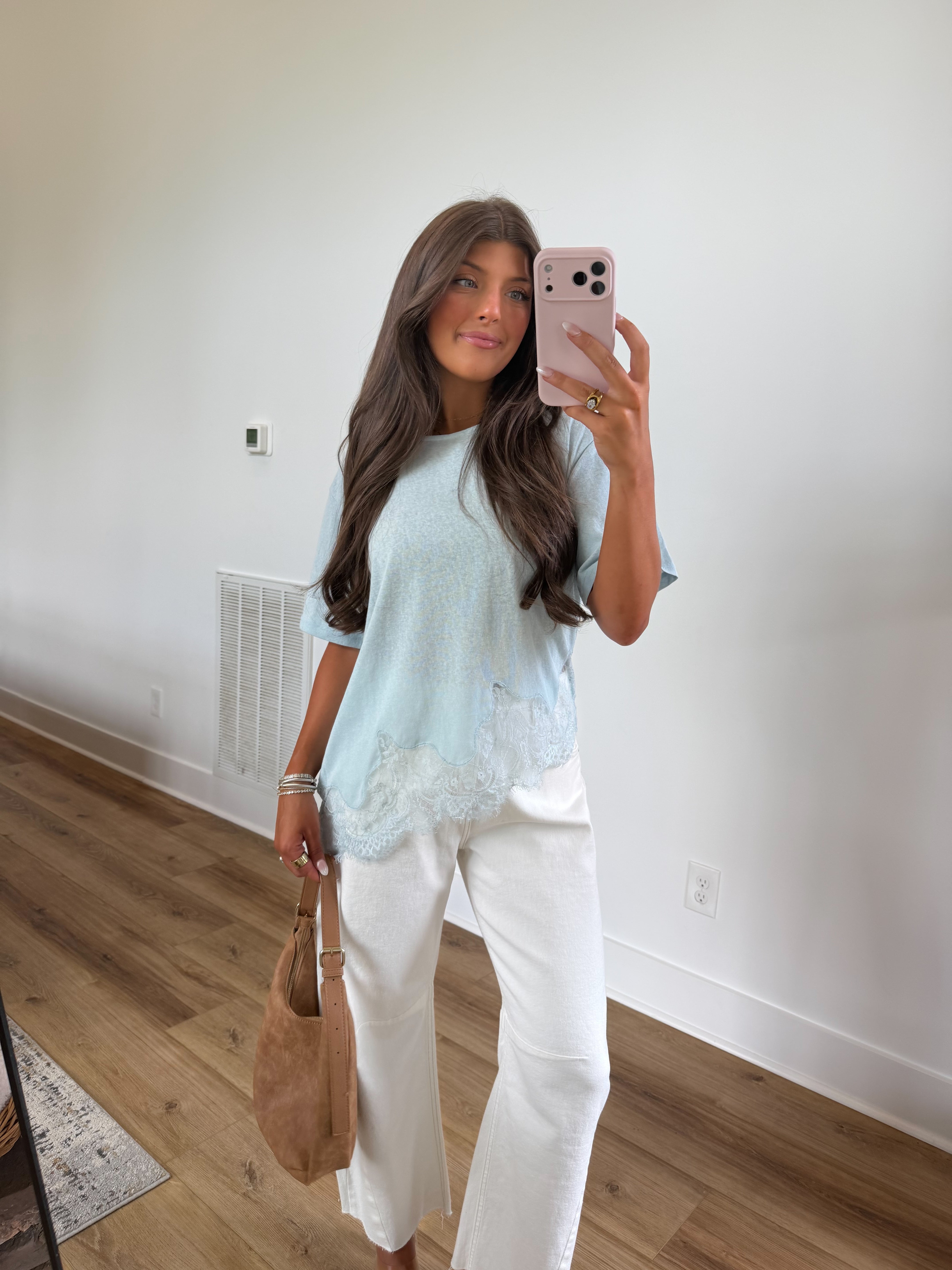 Margot Lace Tee (Powder Blue)