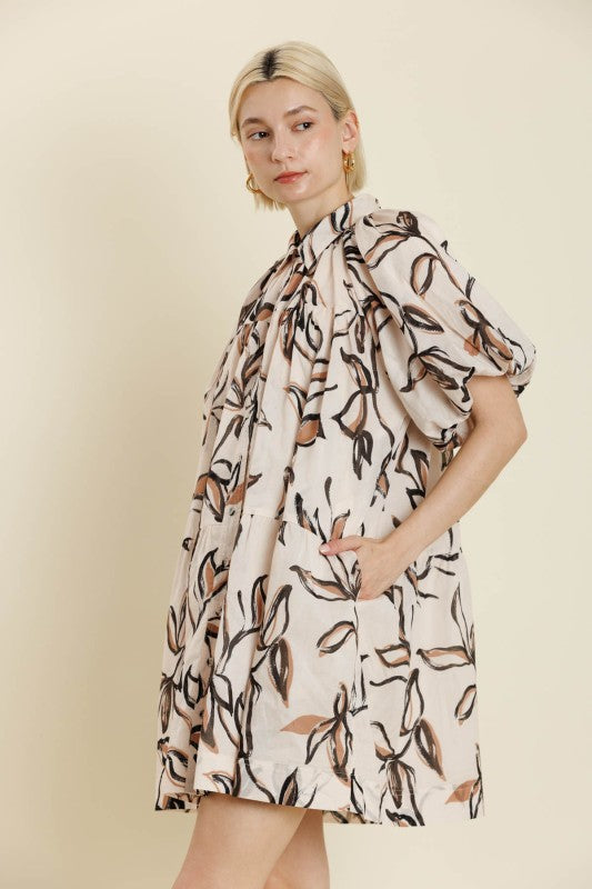 Cinnamon Leafs Mini Dress