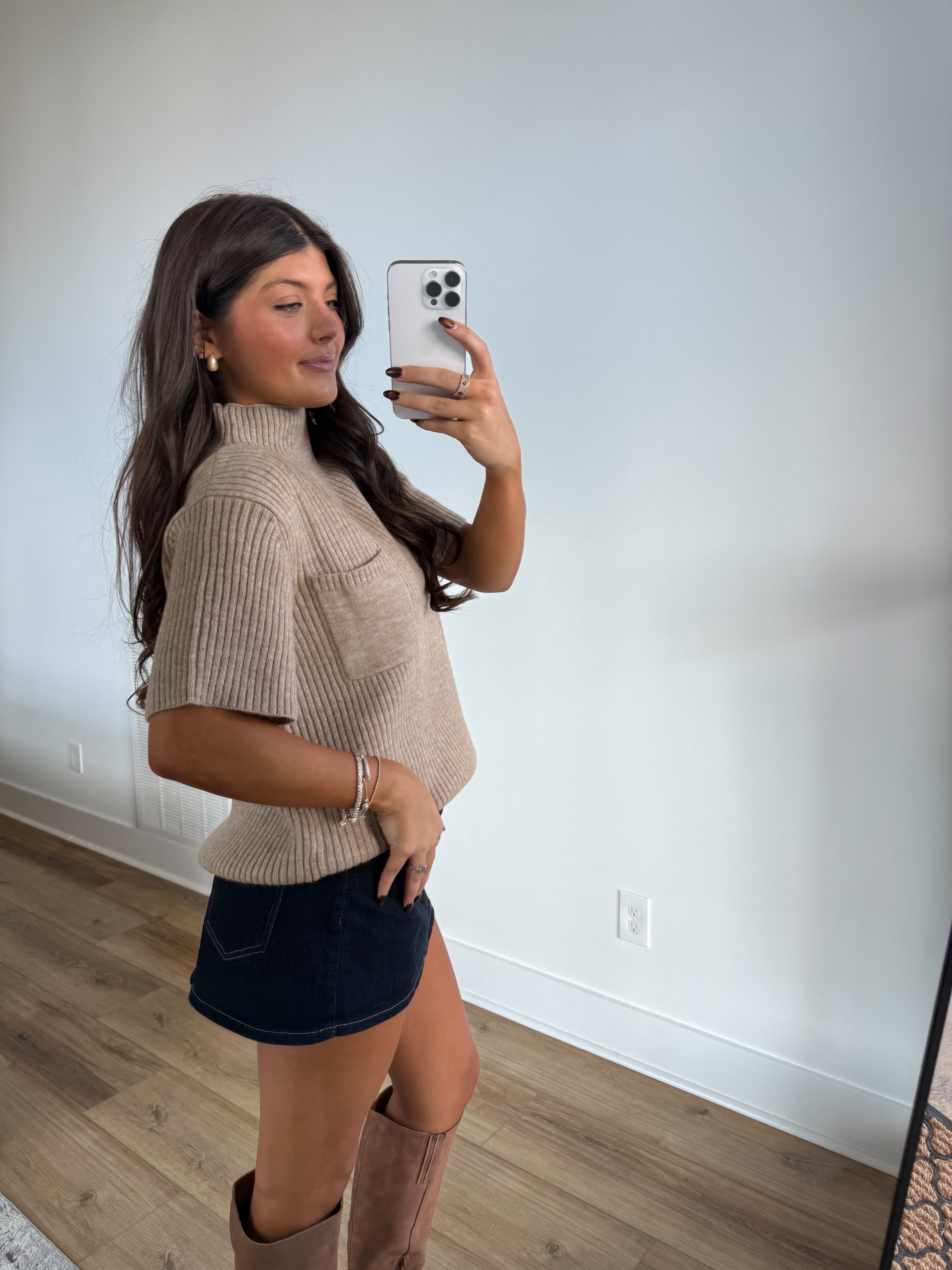 The Tan Mockneck Sweater Tee