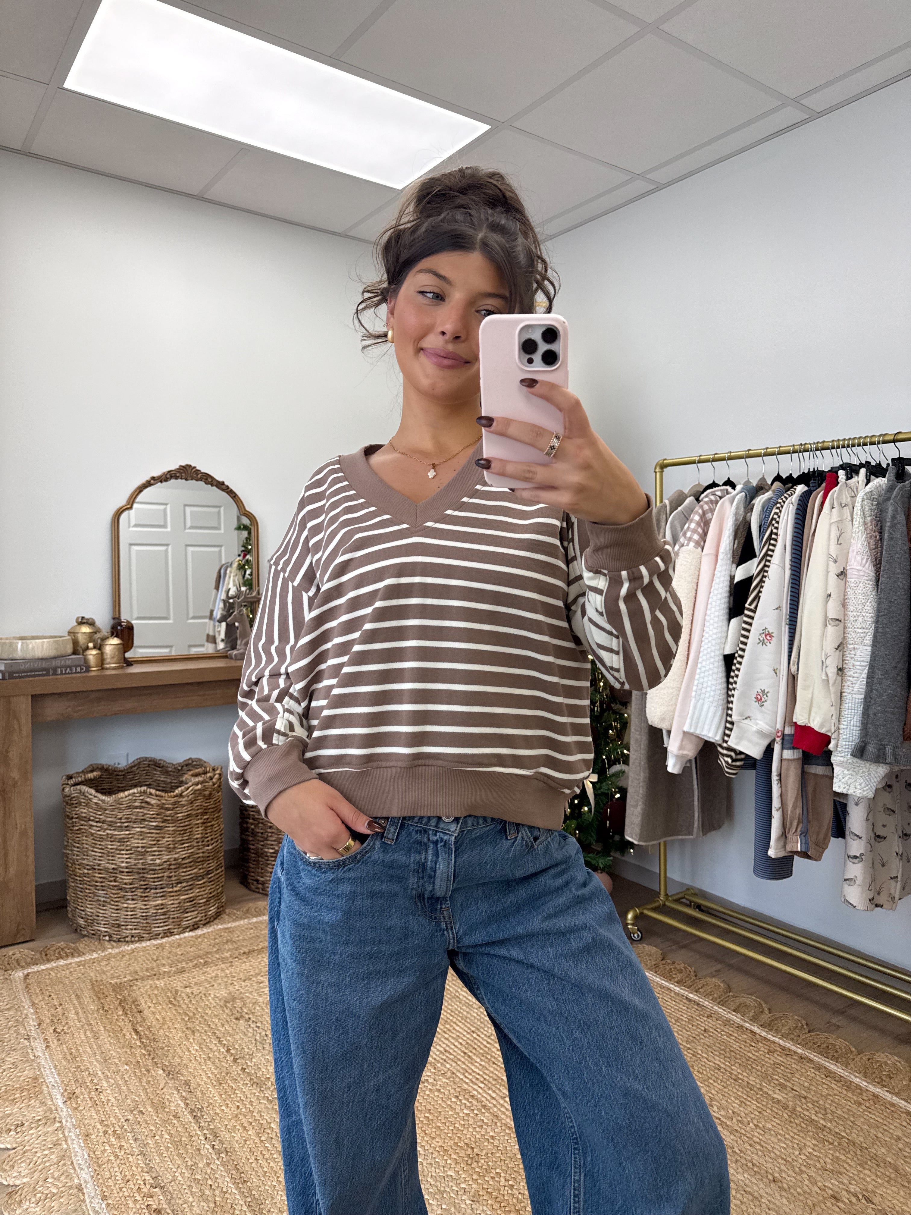 Warm Latte Stripe Top