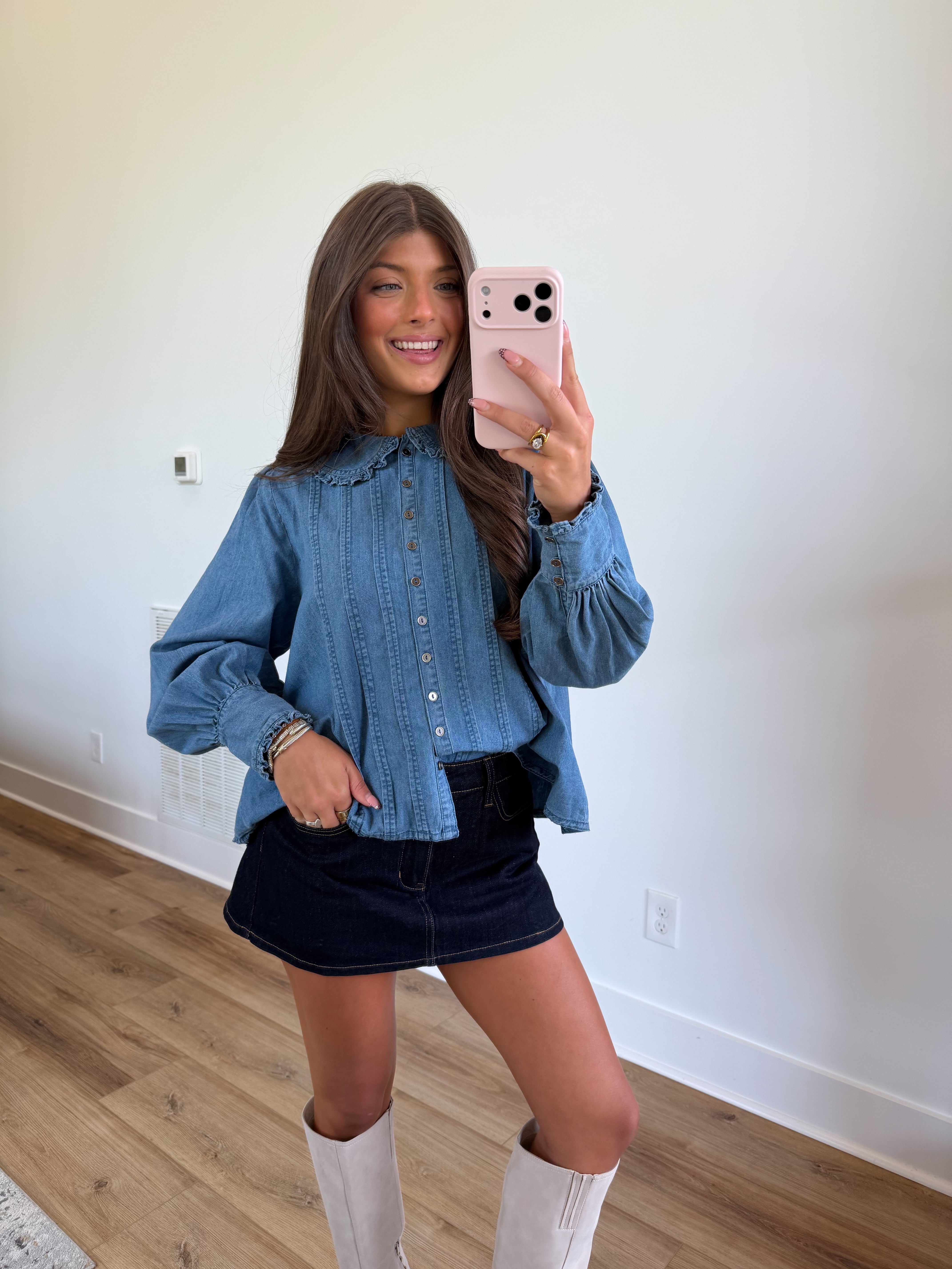 Collar Me Cute Denim Top