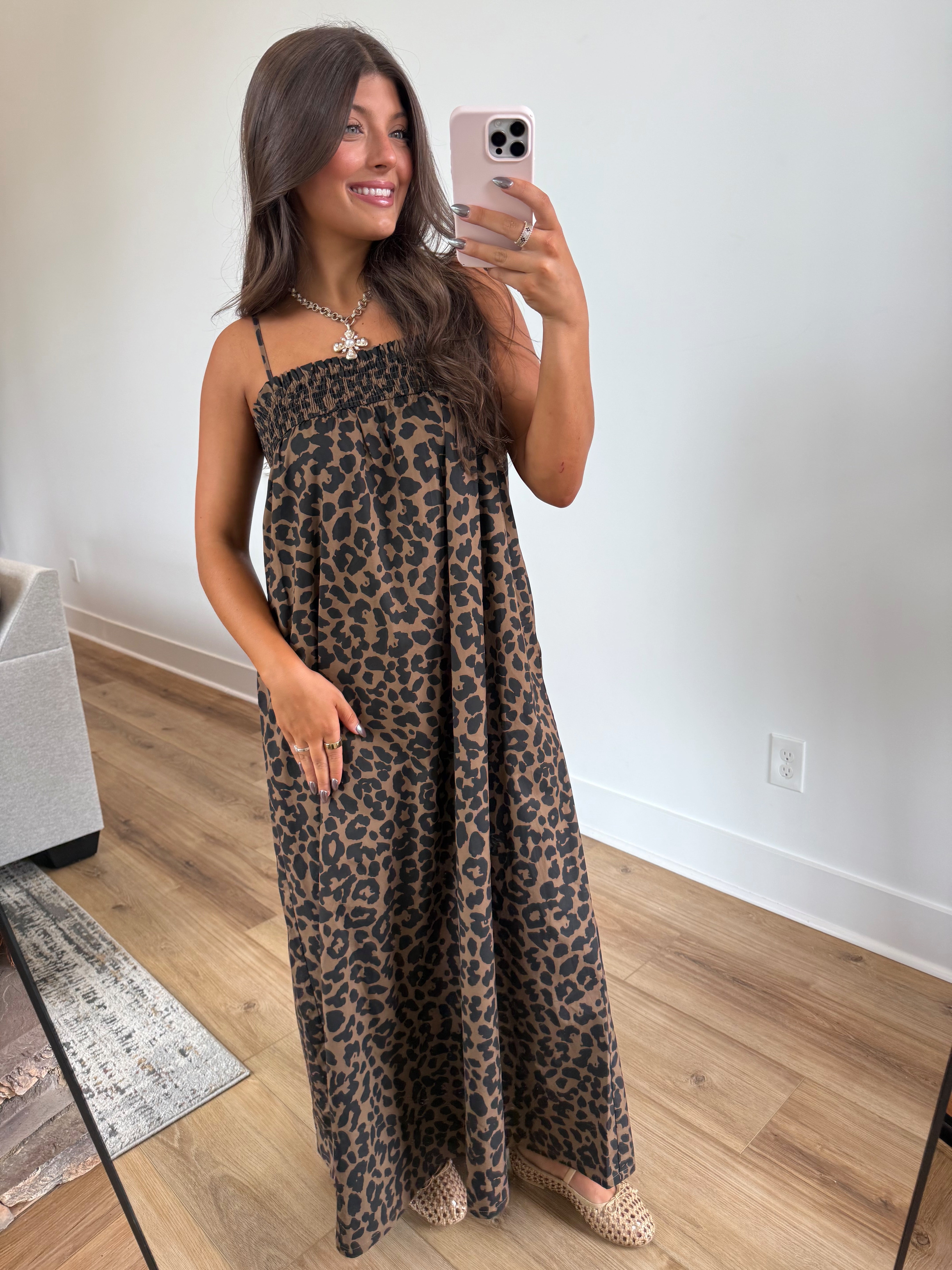 Leopard Smocked Top Maxi