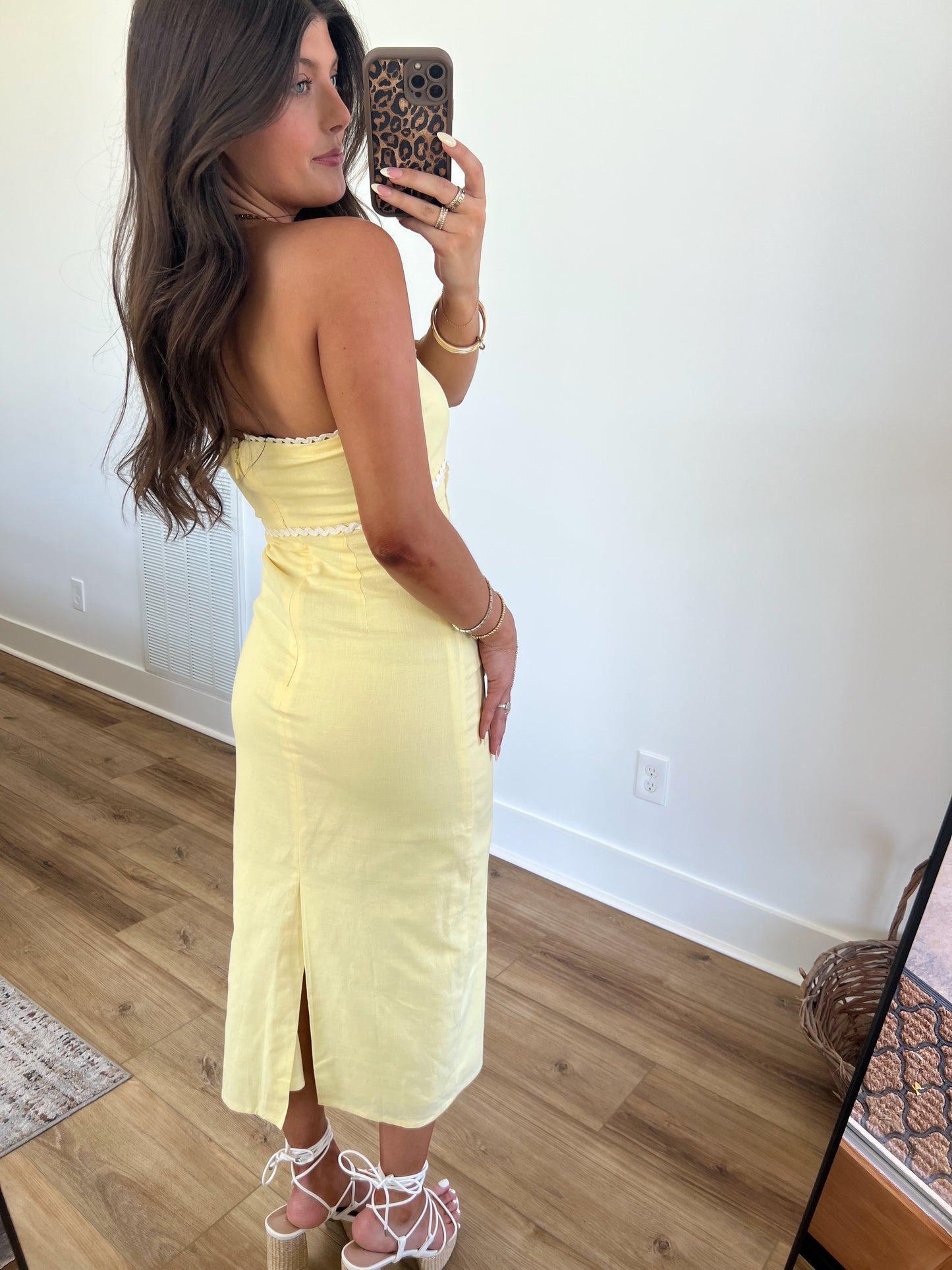 Cassy Yellow Trim Mini Dress