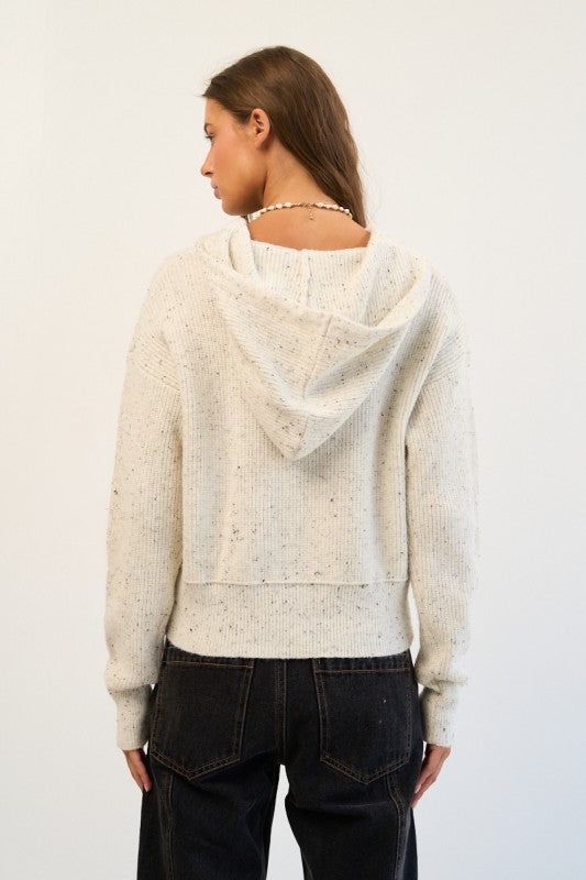 Oatmeal Speckle Hoodie Cardigan