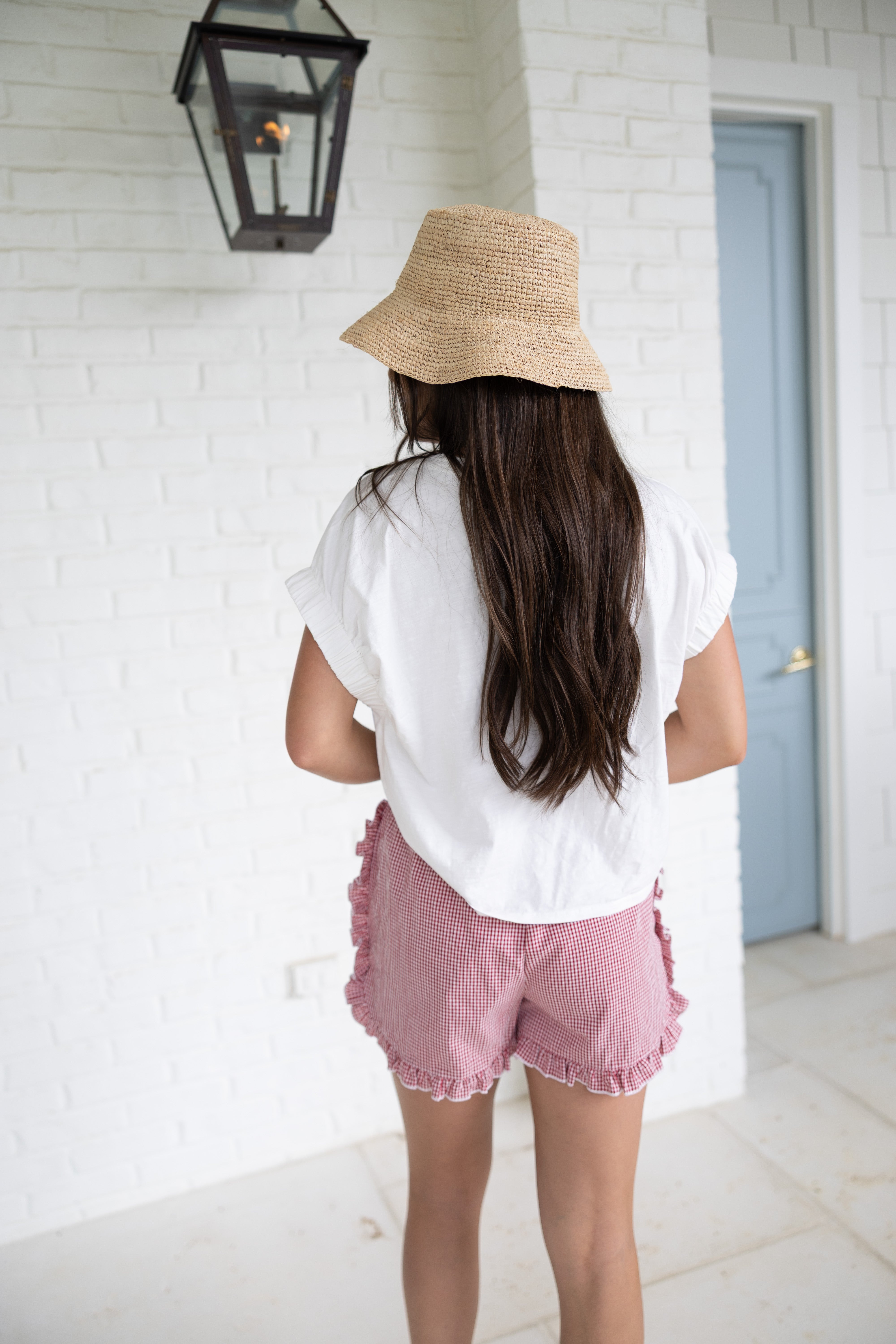 Red Gingham Ruffle Shorts