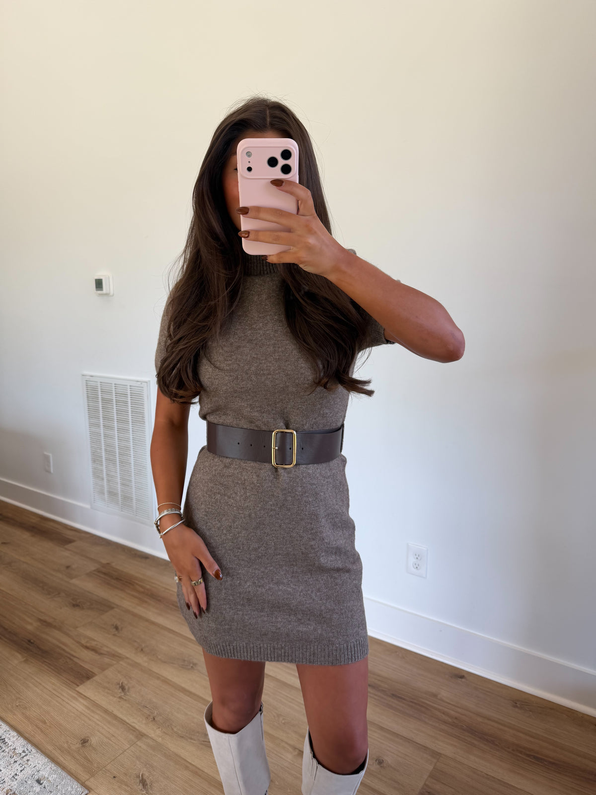 Mocha Turtleneck Sweater Dress