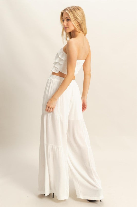 White Ruffle Pants Set