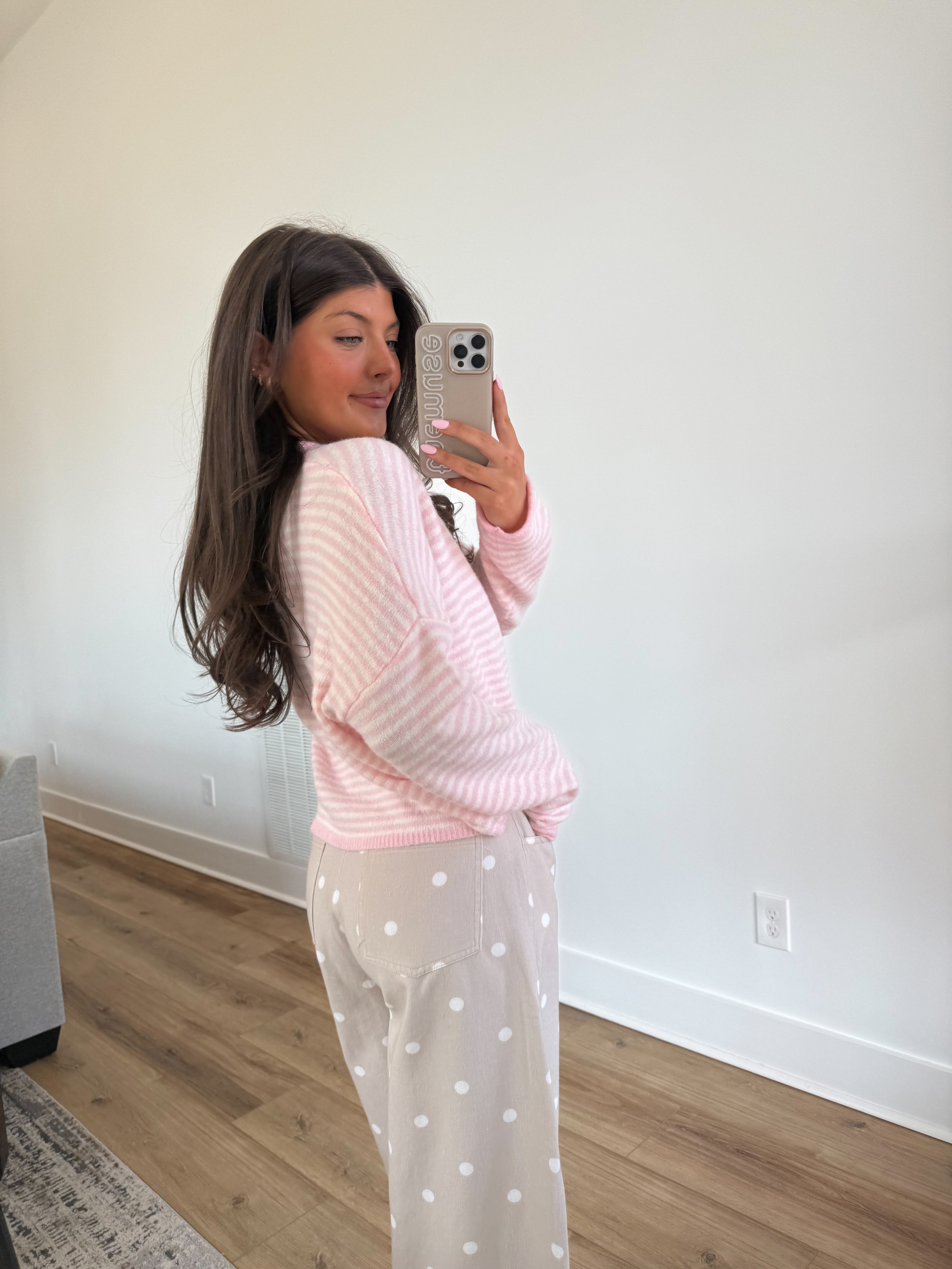Best Dress Cardigan (Baby Pink Stripes)