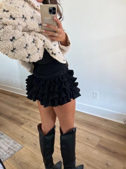 Black Elfie Ruffled Shorts (Petite)